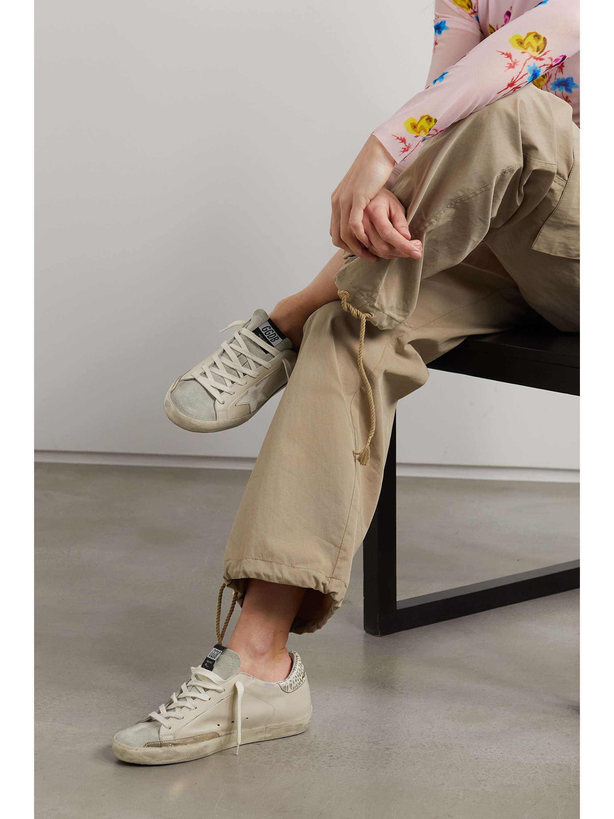 GOLDEN GOOSE Super-Star metallic leopard-print distressed leather and suede  sneakers | NET-A-PORTER