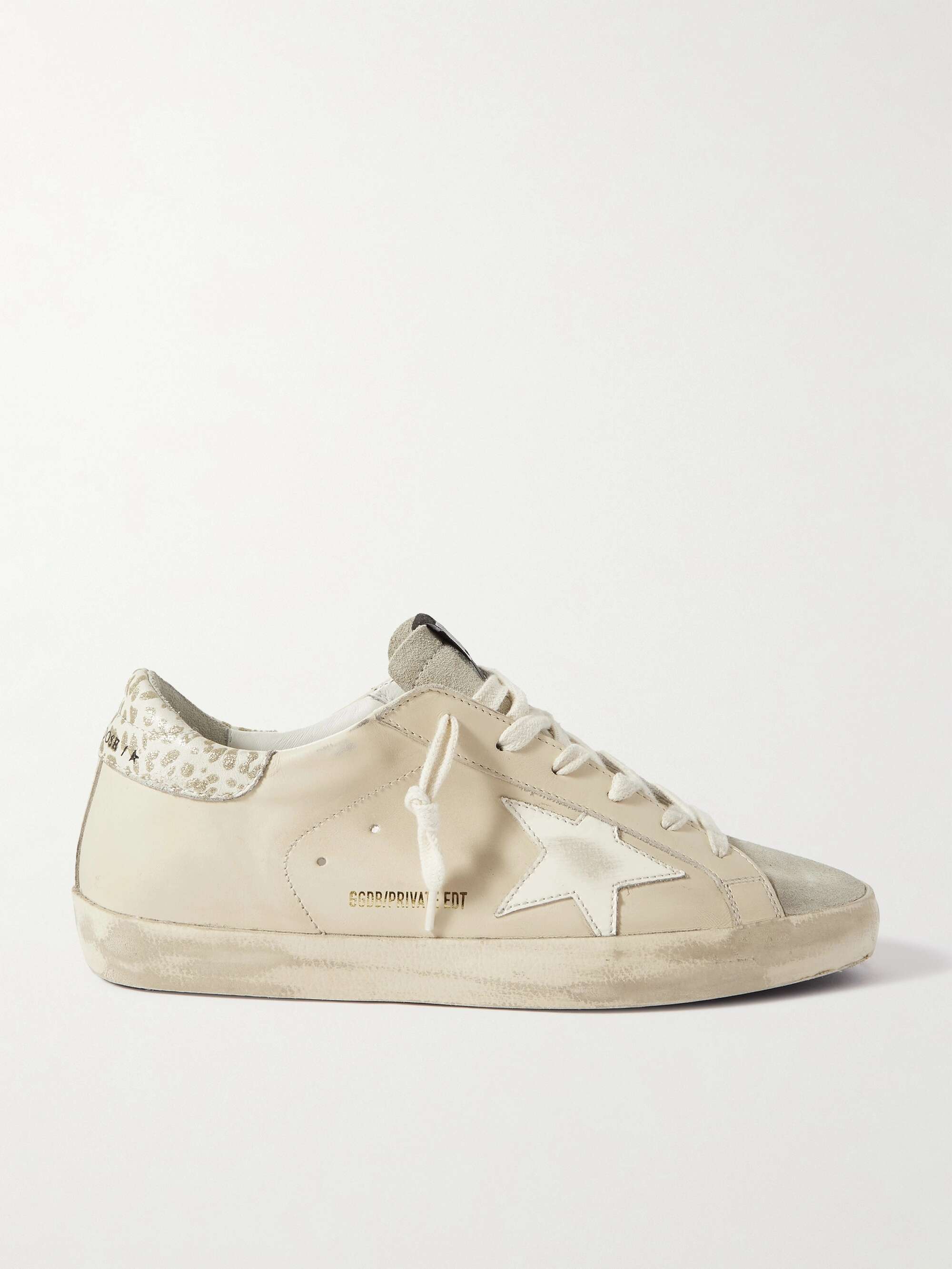 GOLDEN GOOSE Super-Star metallic leopard-print distressed leather and ...