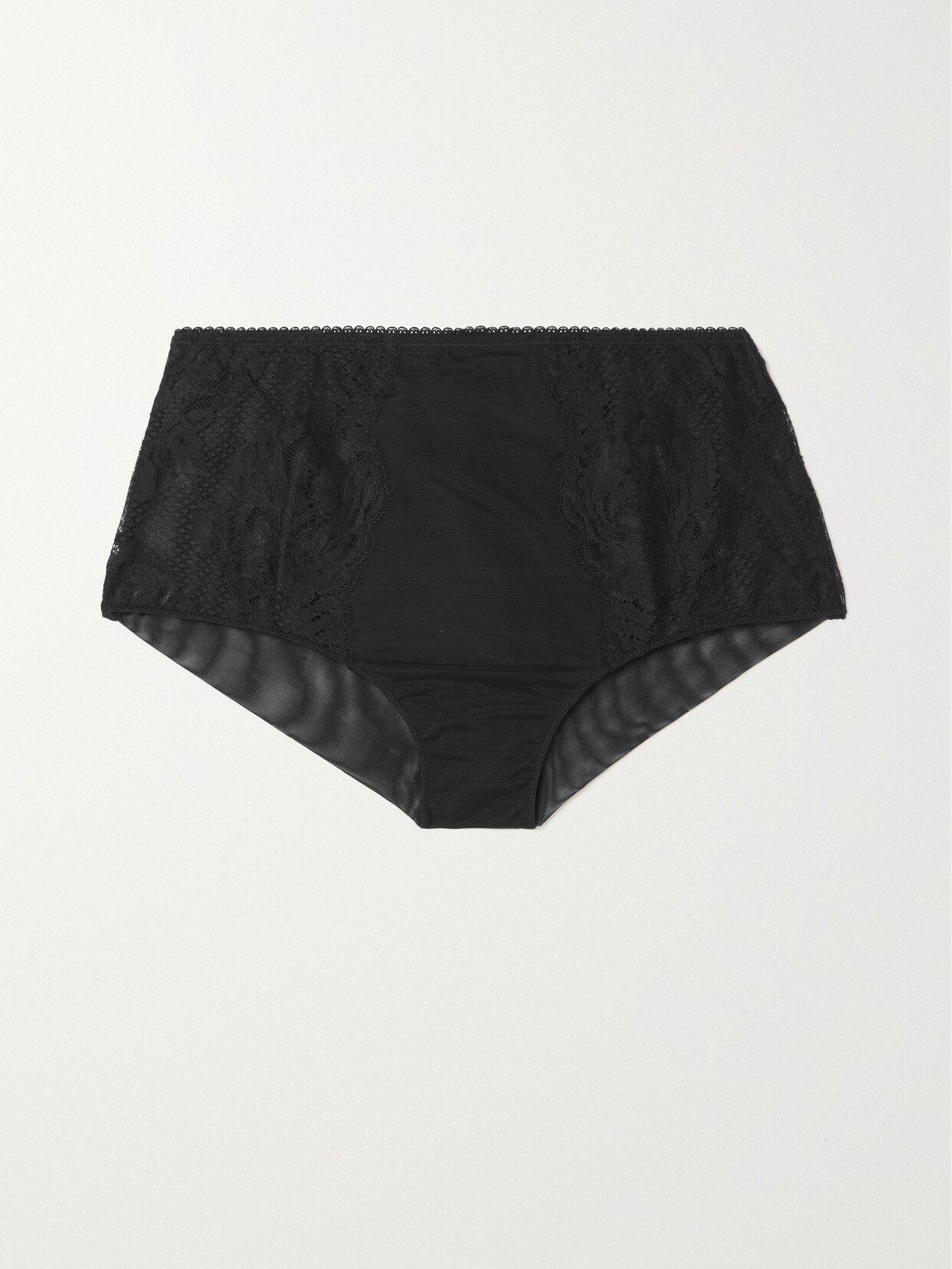La Perla - Brigitta Scalloped Stretch Leavers Lace And Mesh Briefs - Black