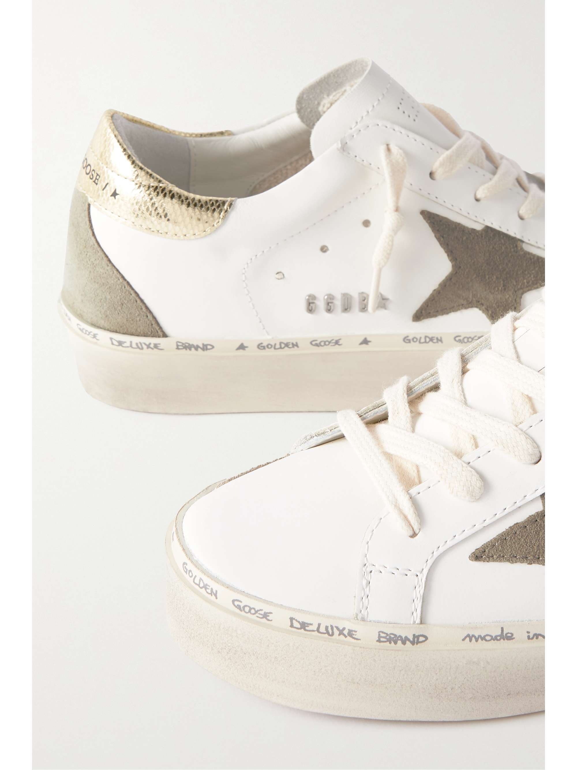 GOLDEN GOOSE Hi Star suede-trimmed distressed leather sneakers | NET-A ...