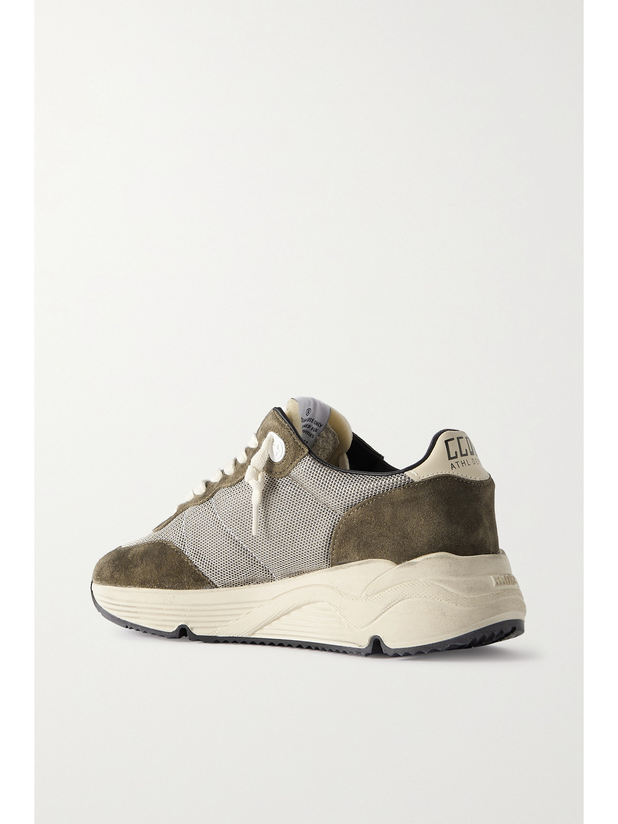 Golden Goose Running Sole Leather-trimmed Mesh And Suede Sneakers In Green
