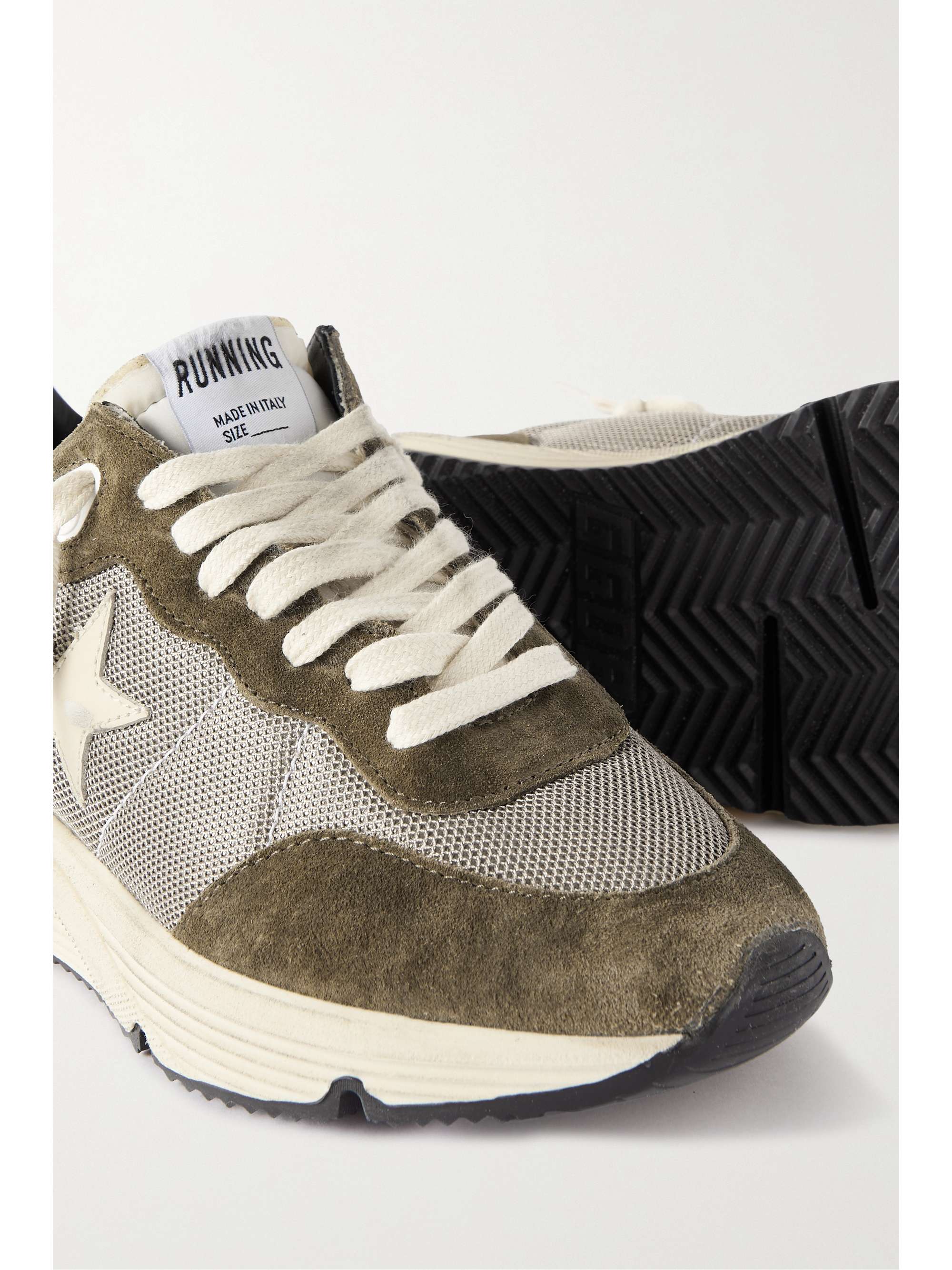 GOLDEN GOOSE Running Sole leather-trimmed mesh and suede sneakers |  NET-A-PORTER