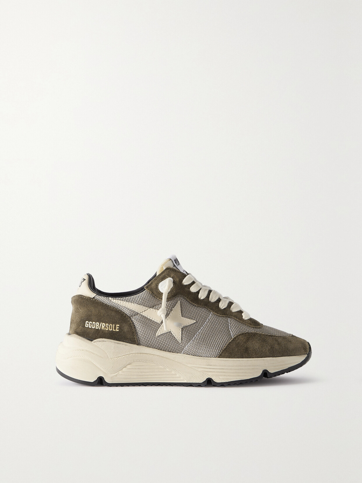 Golden Goose Running Sole Leather-trimmed Mesh And Suede Sneakers In Green