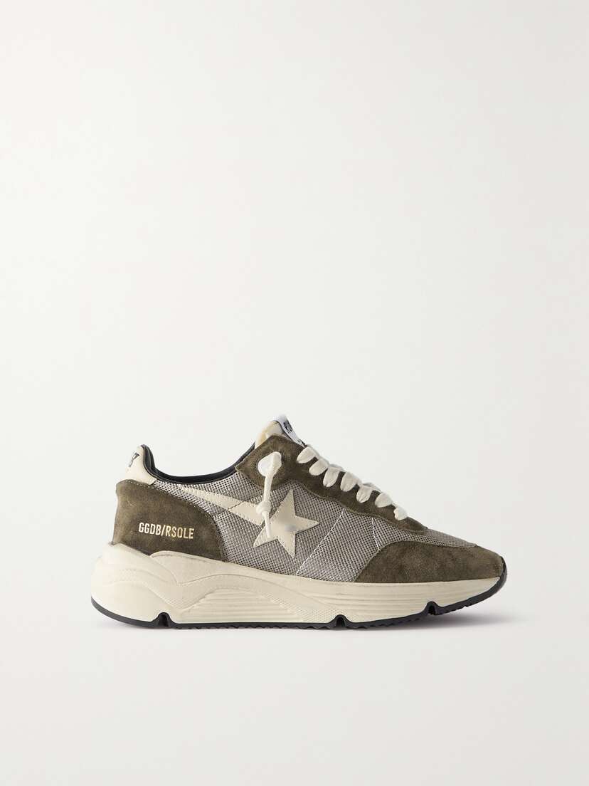 Golden Goose Running Sole Leather-trimmed Mesh And Suede Sneakers