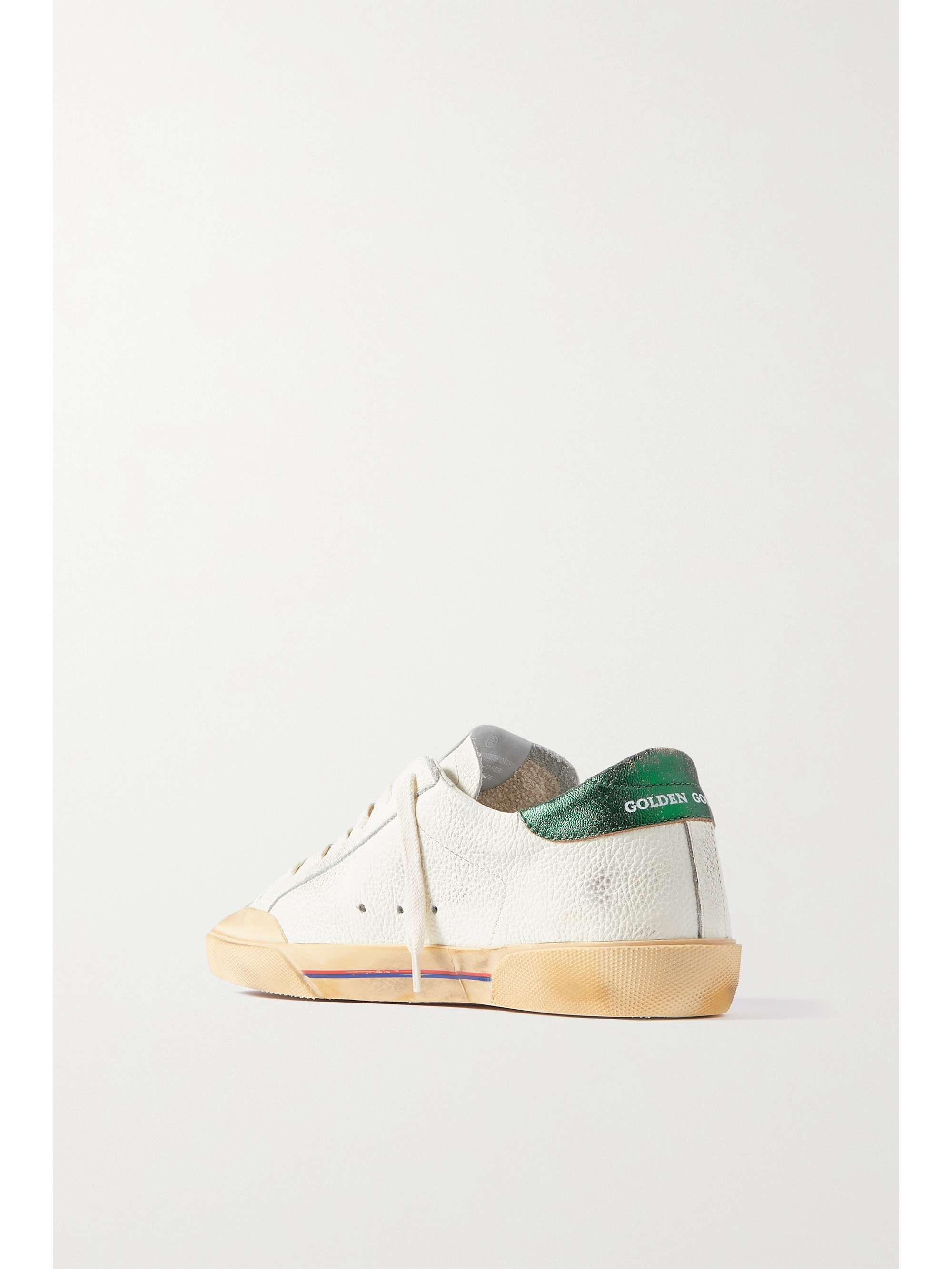 GOLDEN GOOSE Superstar Penstar distressed leather, leopard-print-trimmed rubber sneakers
