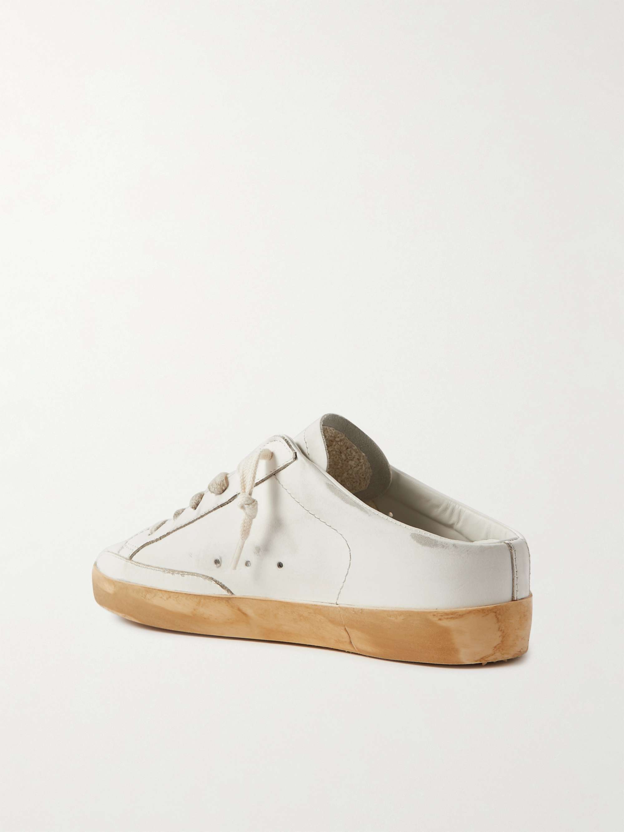 GOLDEN GOOSE Superstar Sabot  faux pearl-embellished distressed leather slip-on sneakers