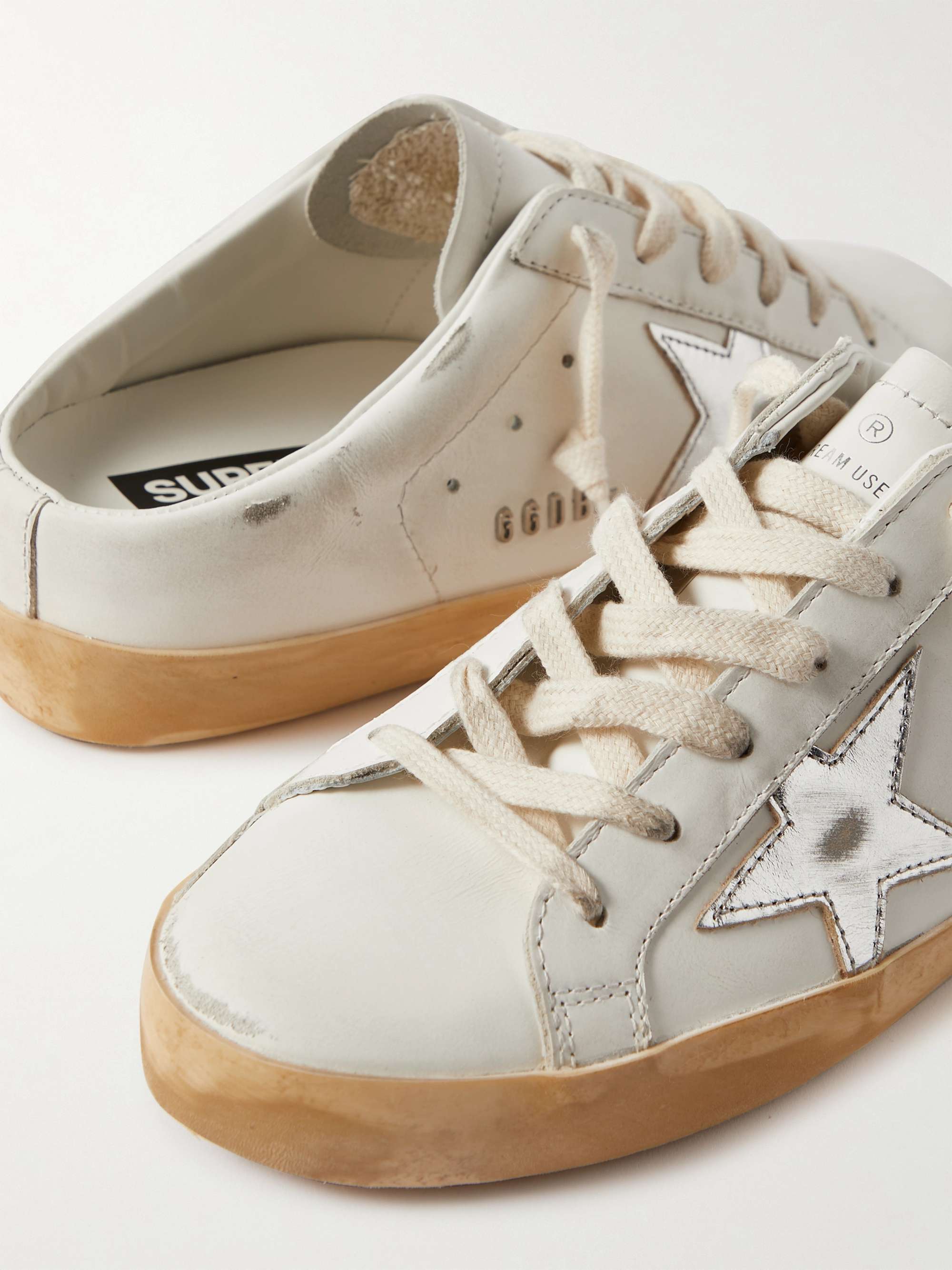 GOLDEN GOOSE Superstar Sabot distressed leather slip-on sneakers | NET ...