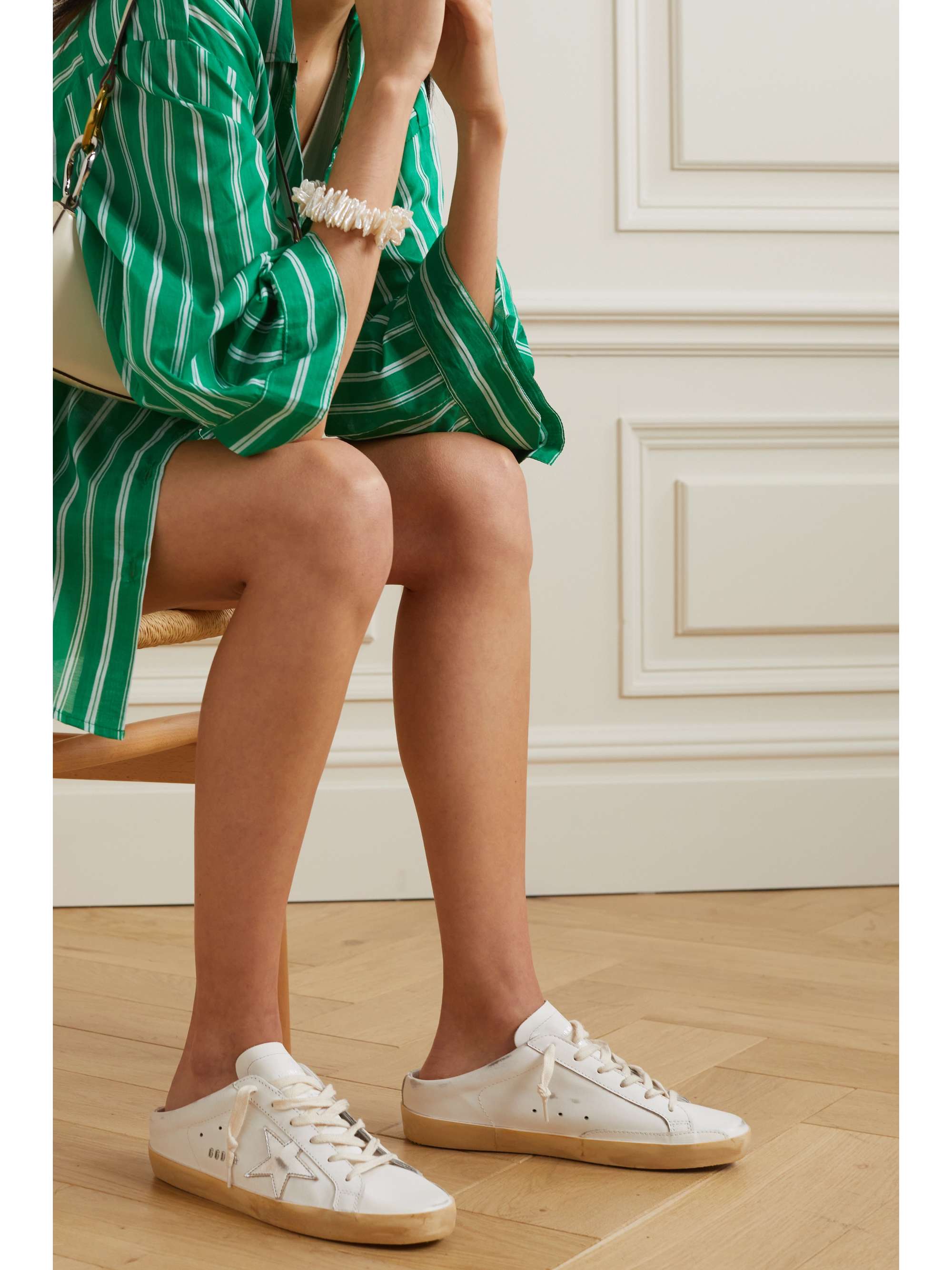 GOLDEN GOOSE Superstar Sabot distressed leather slip-on sneakers |  NET-A-PORTER