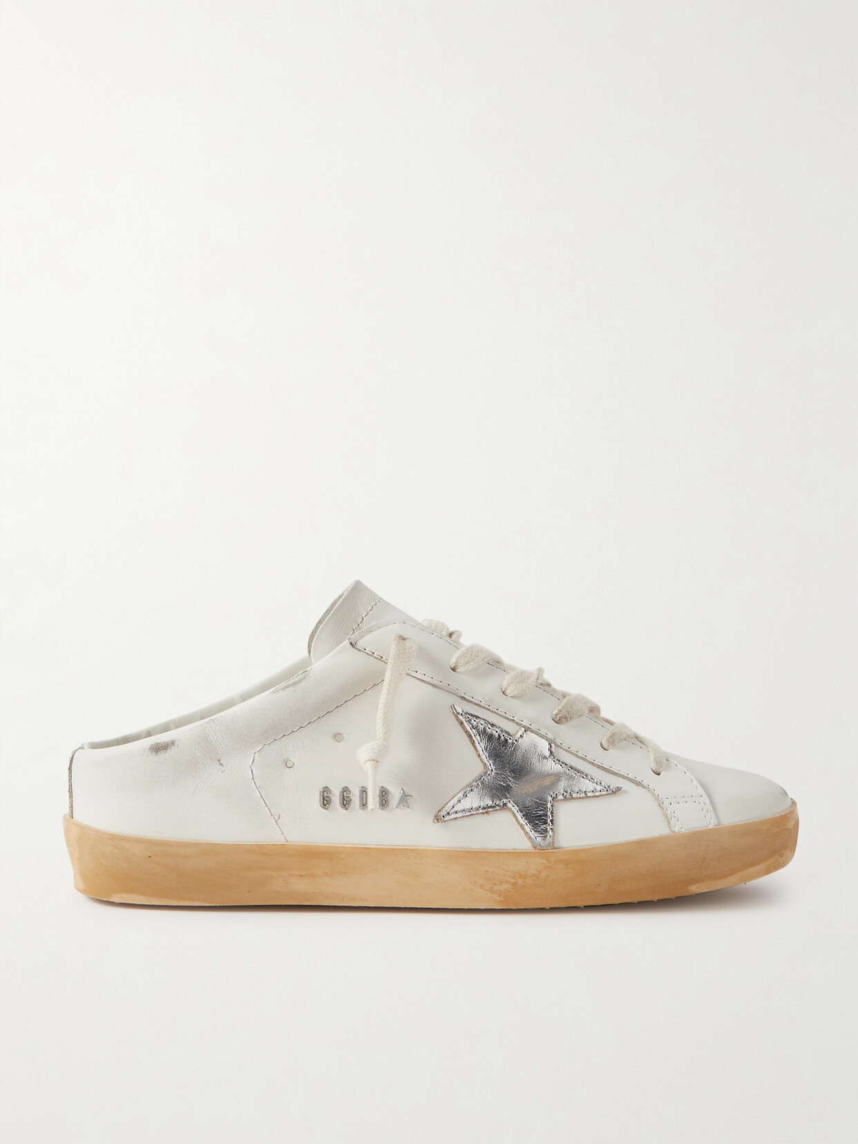Golden Goose Superstar Sabot Distressed Leather Slip-on Sneakers In White