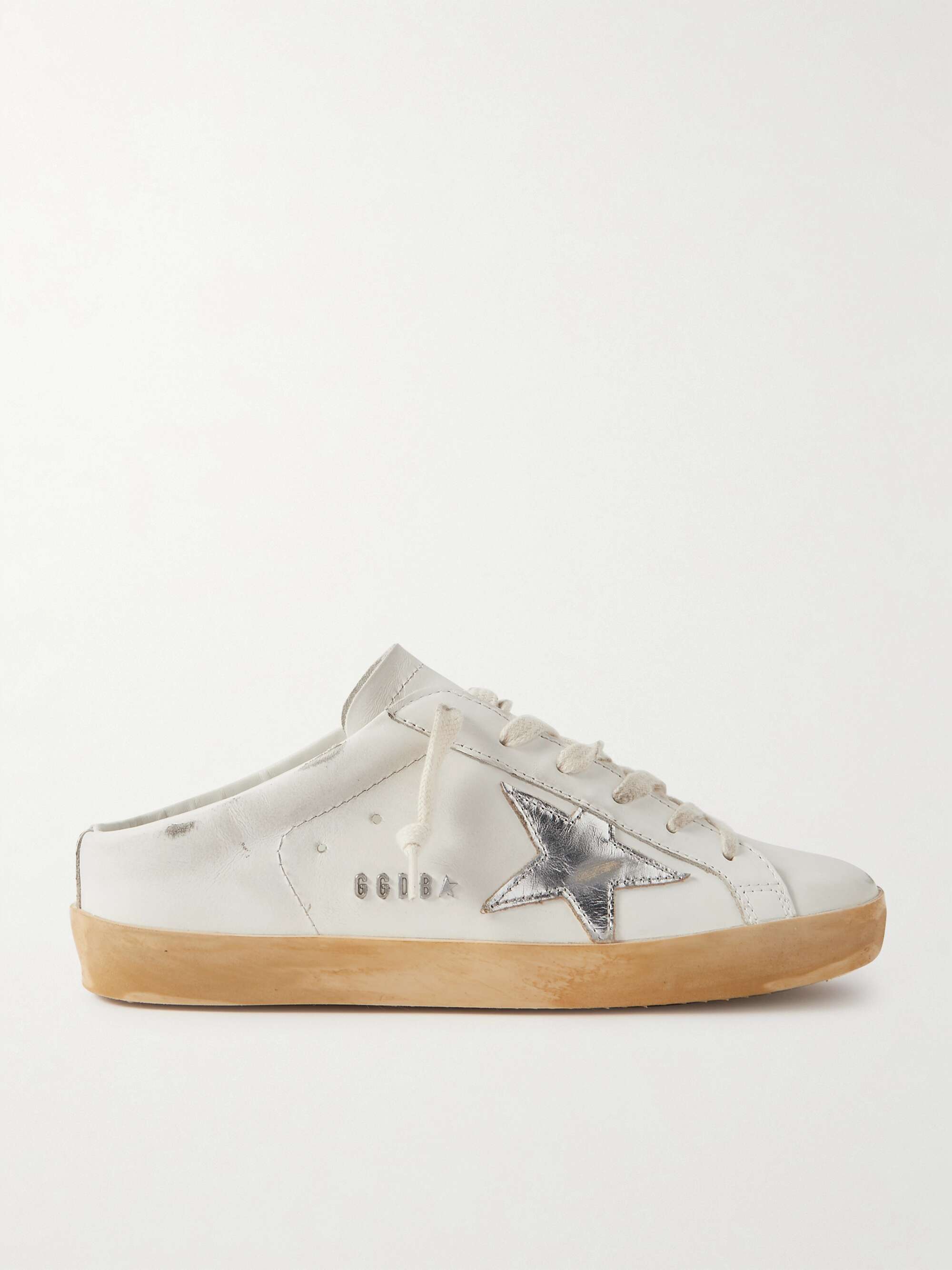 GOLDEN GOOSE Superstar Sabot distressed leather slip-on sneakers |  NET-A-PORTER