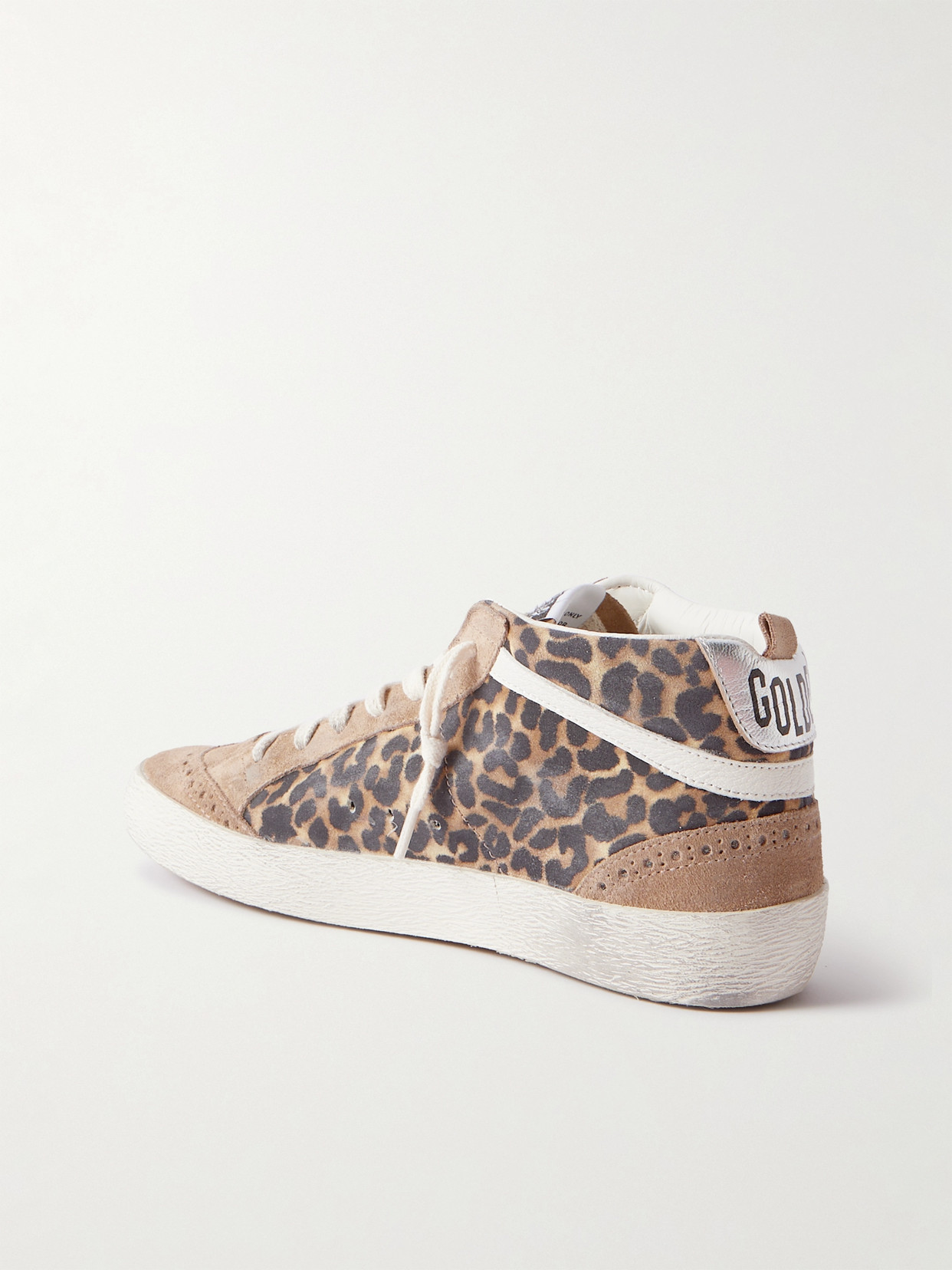 Shop Golden Goose Mid Star Distressed Leather-trimmed Leopard-print Suede Sneakers In Animal Print