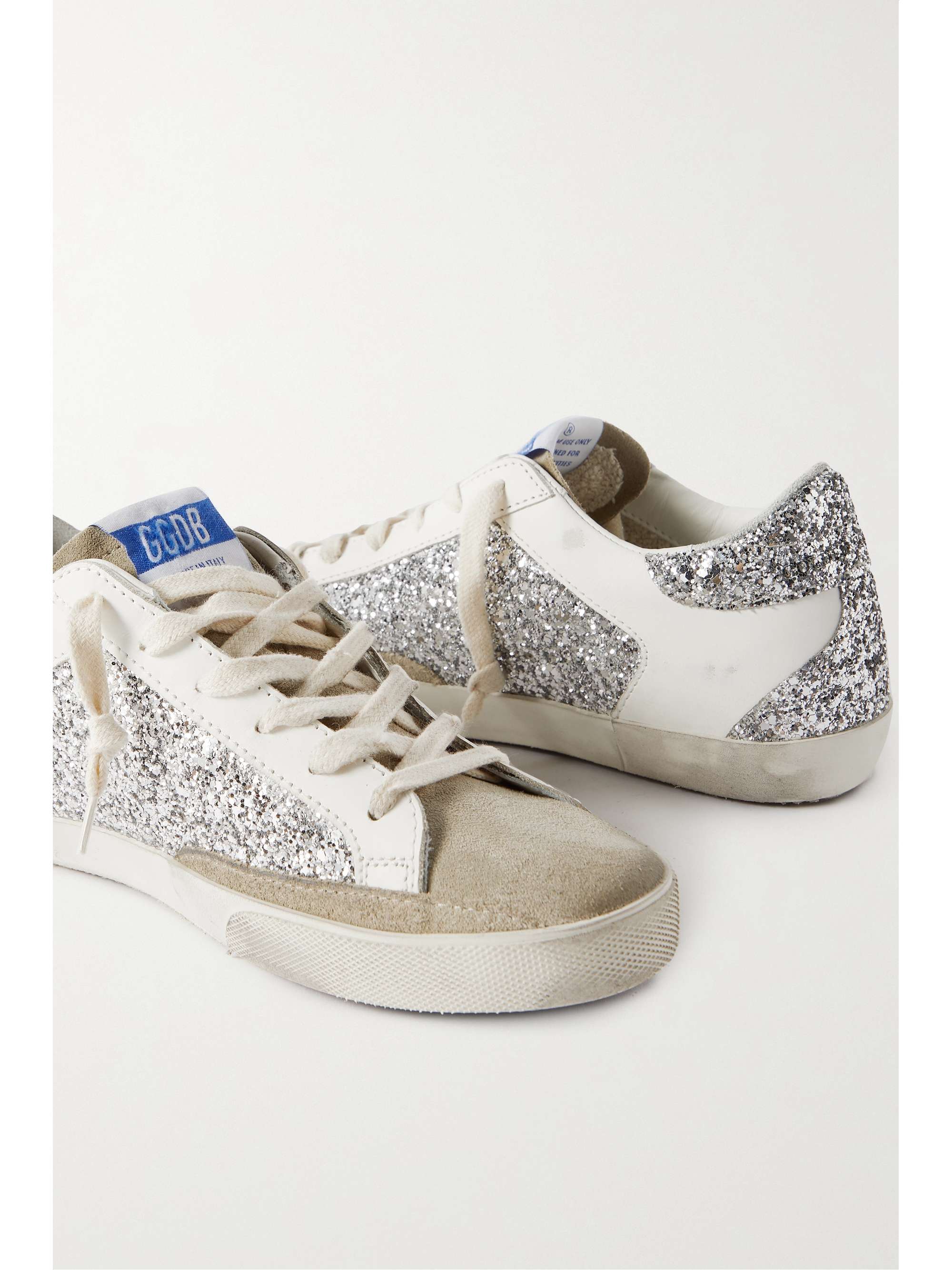 Super Star Glitter Suede Sneakers in Silver - Golden Goose