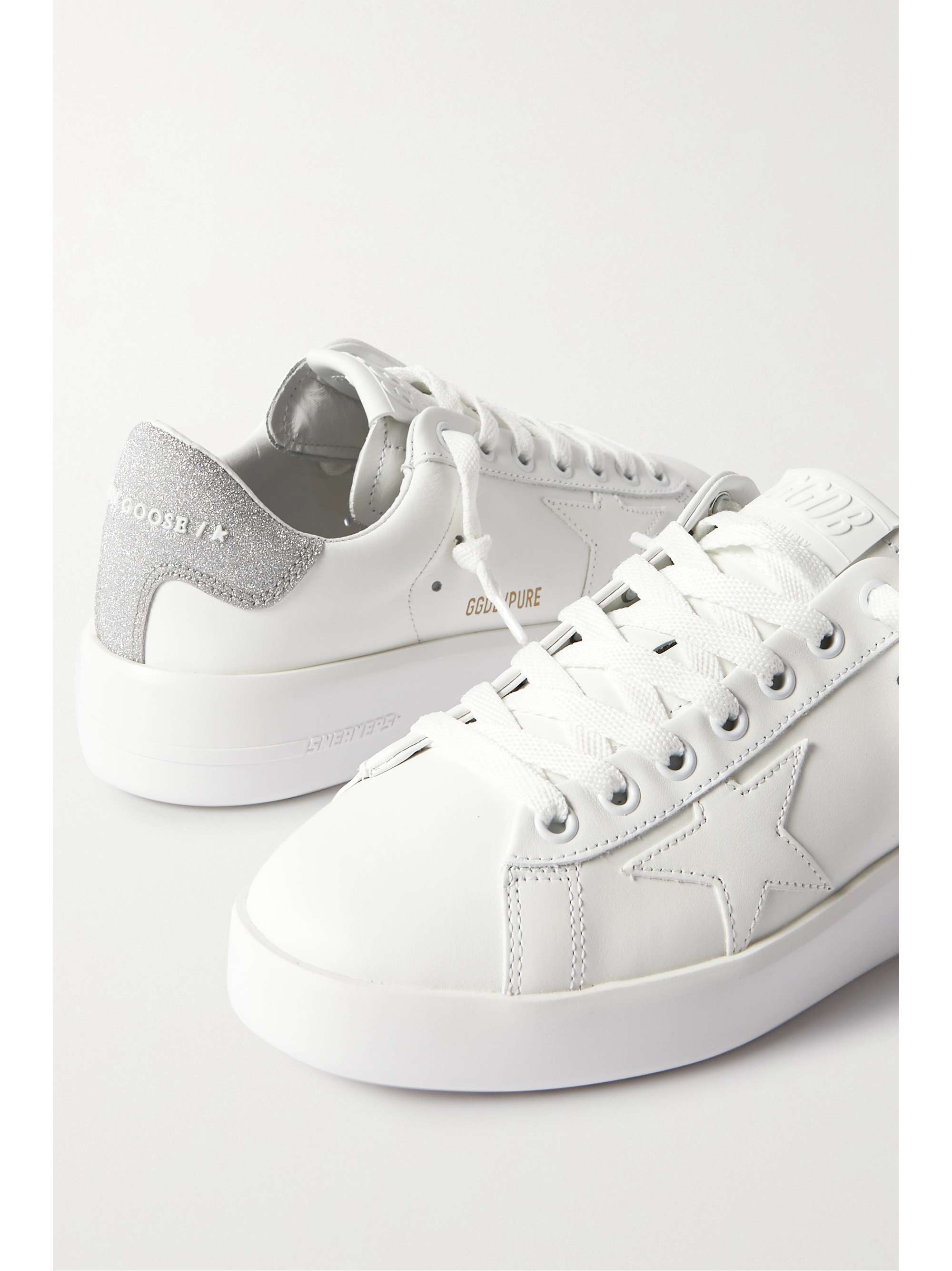 GOLDEN GOOSE Purestar glittered leather sneakers | NET-A-PORTER