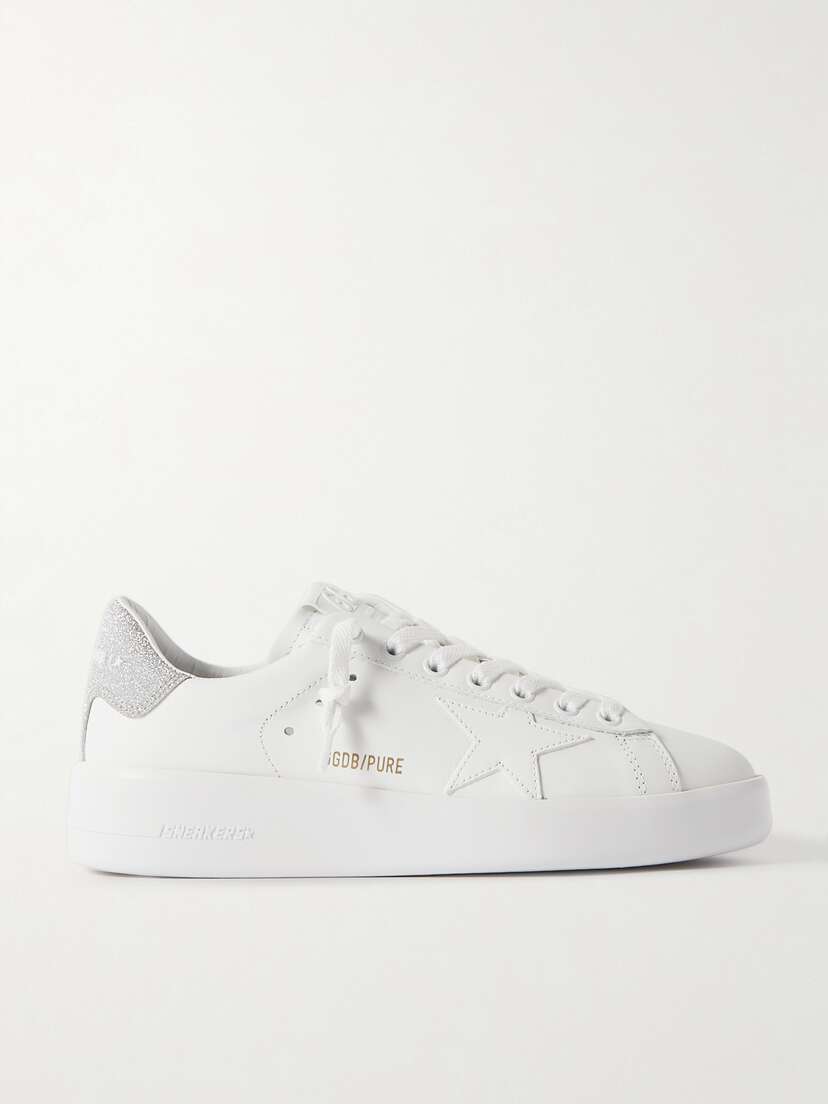 Golden Goose Purestar Glittered Leather Sneakers