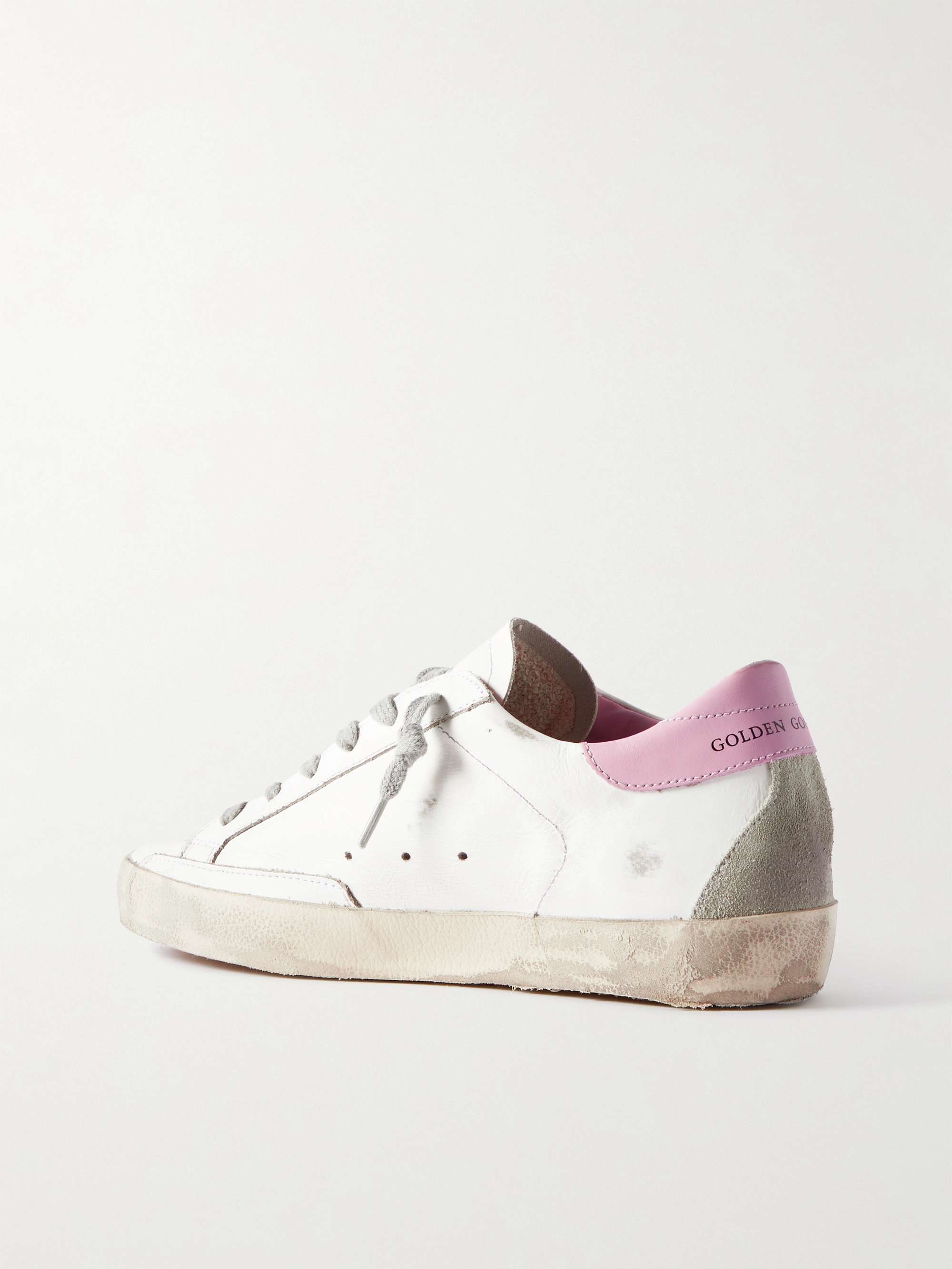 GOLDEN GOOSE Superstar faux pearl-embellished distressed leather sneakers