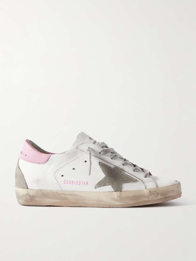 Golden Goose Superstar Distressed Suede-trimmed Leather Sneakers