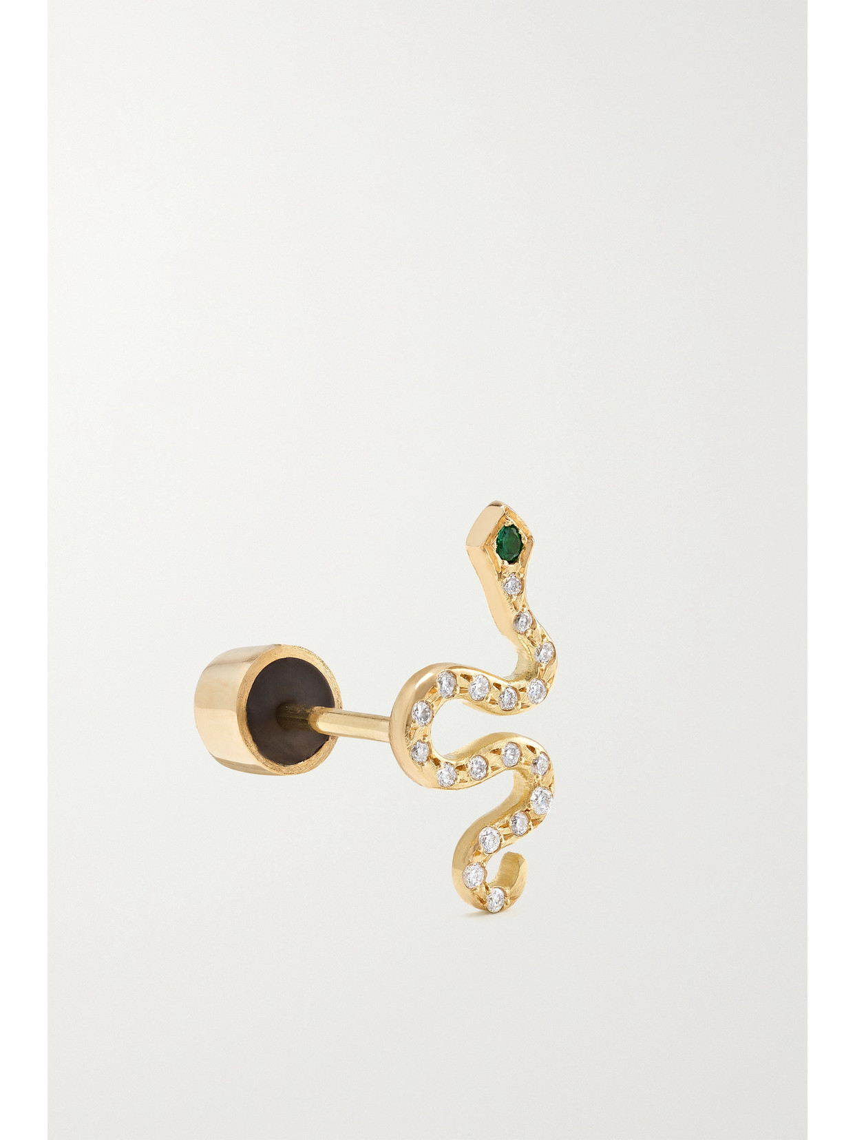 Shop Ileana Makri Little Snake 18-karat Gold, Diamond And Tsavorite Earrings