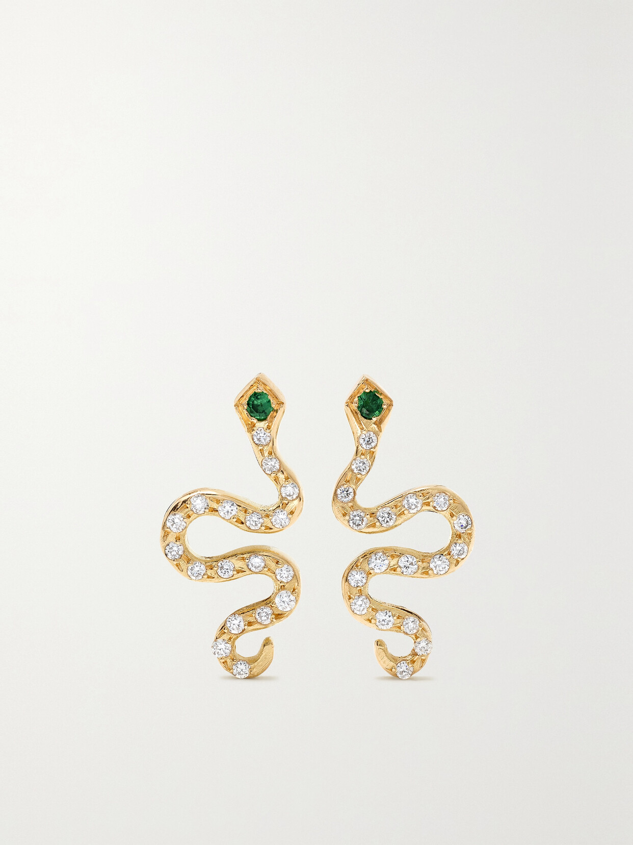 Ileana Makri Little Snake 18-karat Gold, Diamond And Tsavorite Earrings