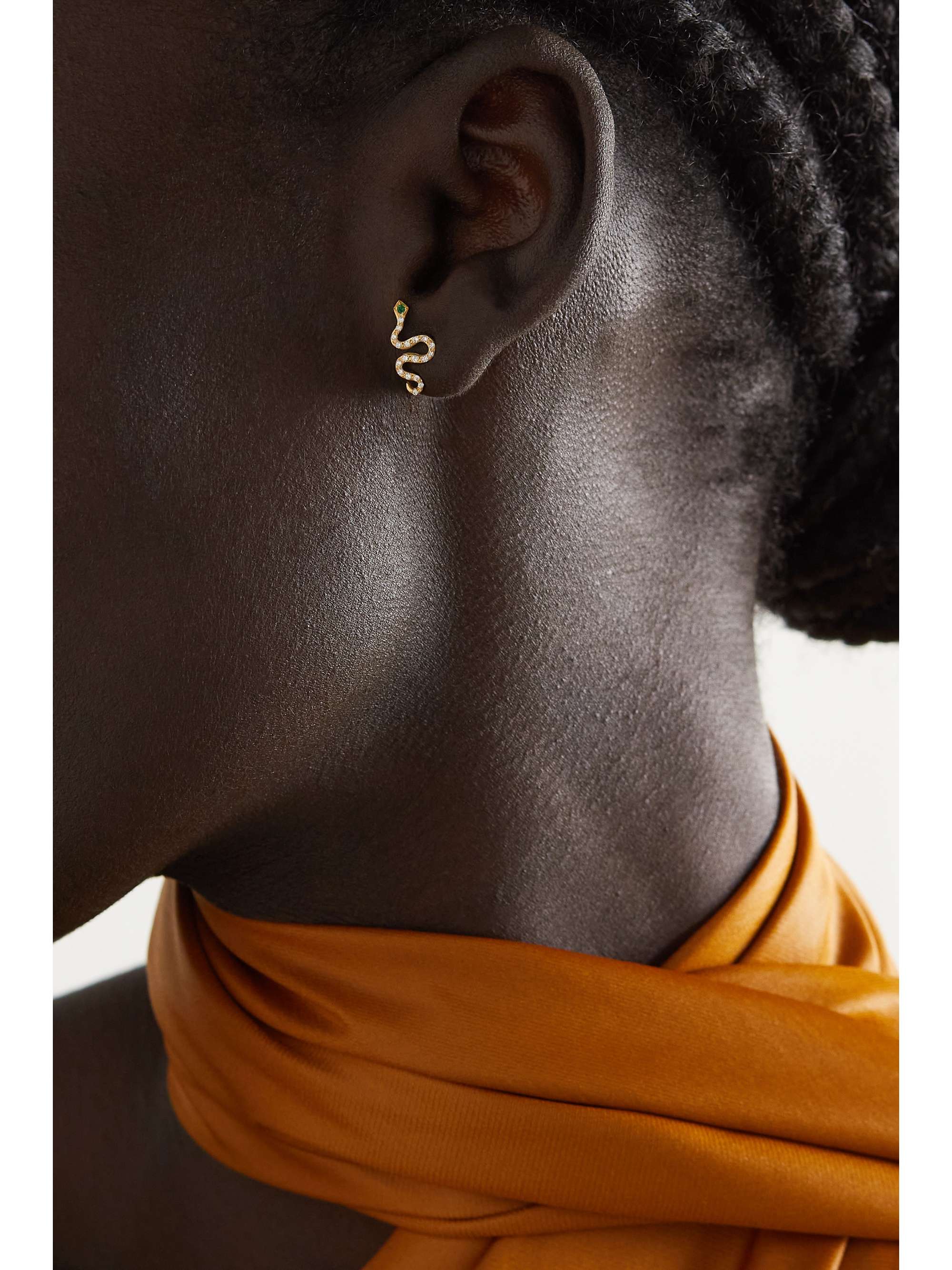 ILEANA MAKRI Little Snake 18-karat gold, diamond and tsavorite earrings