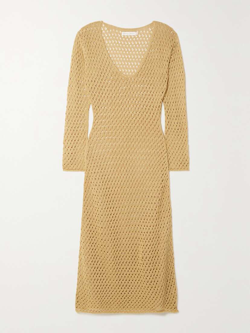 Savannah Morrow The Label + Net Sustain Winona Open-knit Pima Cotton Midi Dress