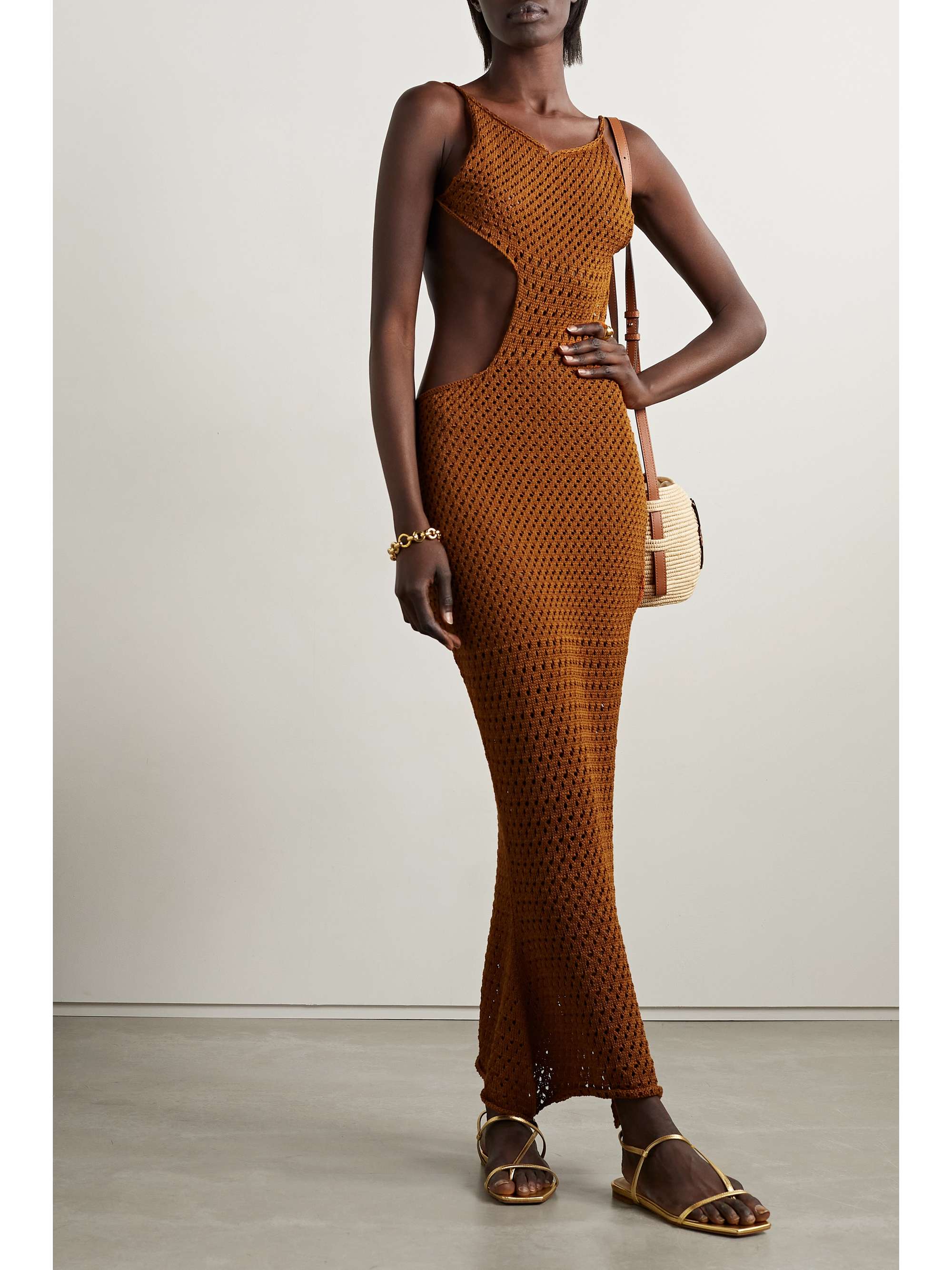 SAVANNAH MORROW THE LABEL + NET SUSTAIN Tiva open-back crocheted Pima cotton maxi dress