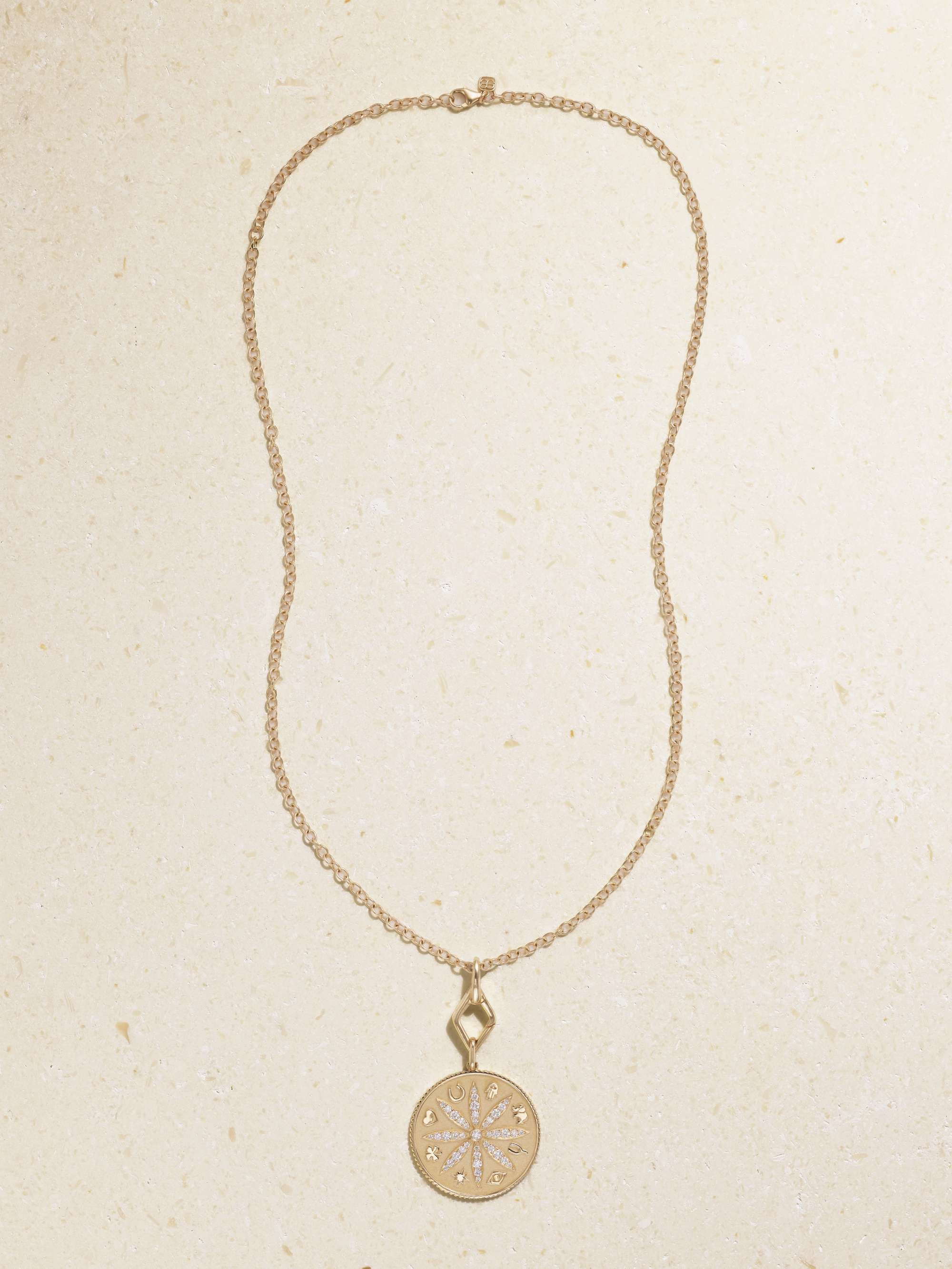 SYDNEY EVAN Sand Dollar 14-karat gold diamond necklace