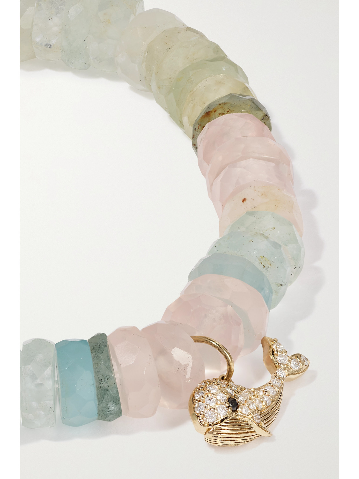 Sydney Evan Whale 14-karat Gold, Aquamarine And Diamond Bracelet In Pink