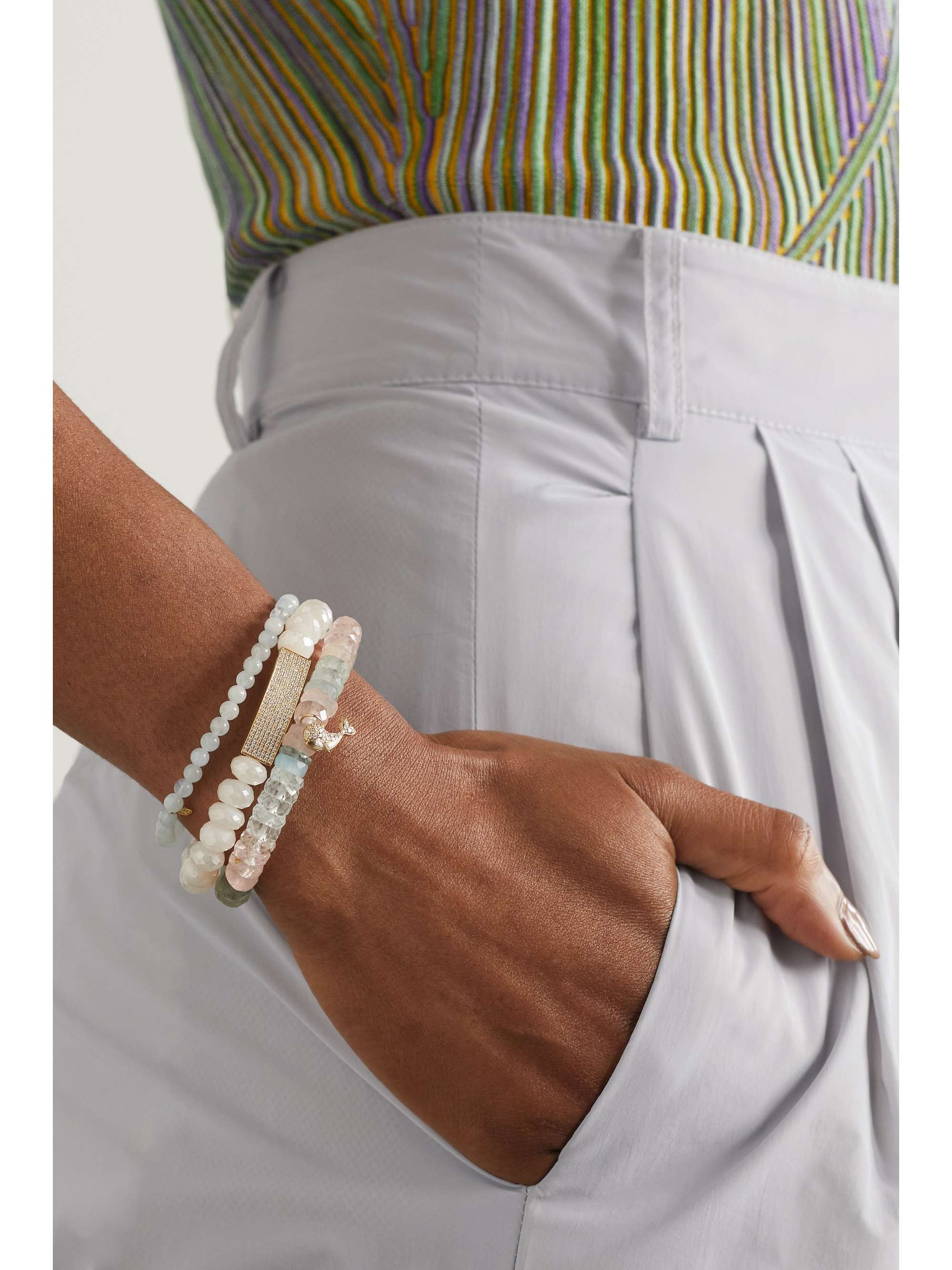 SYDNEY EVAN Whale 14-karat gold, aquamarine and diamond bracelet