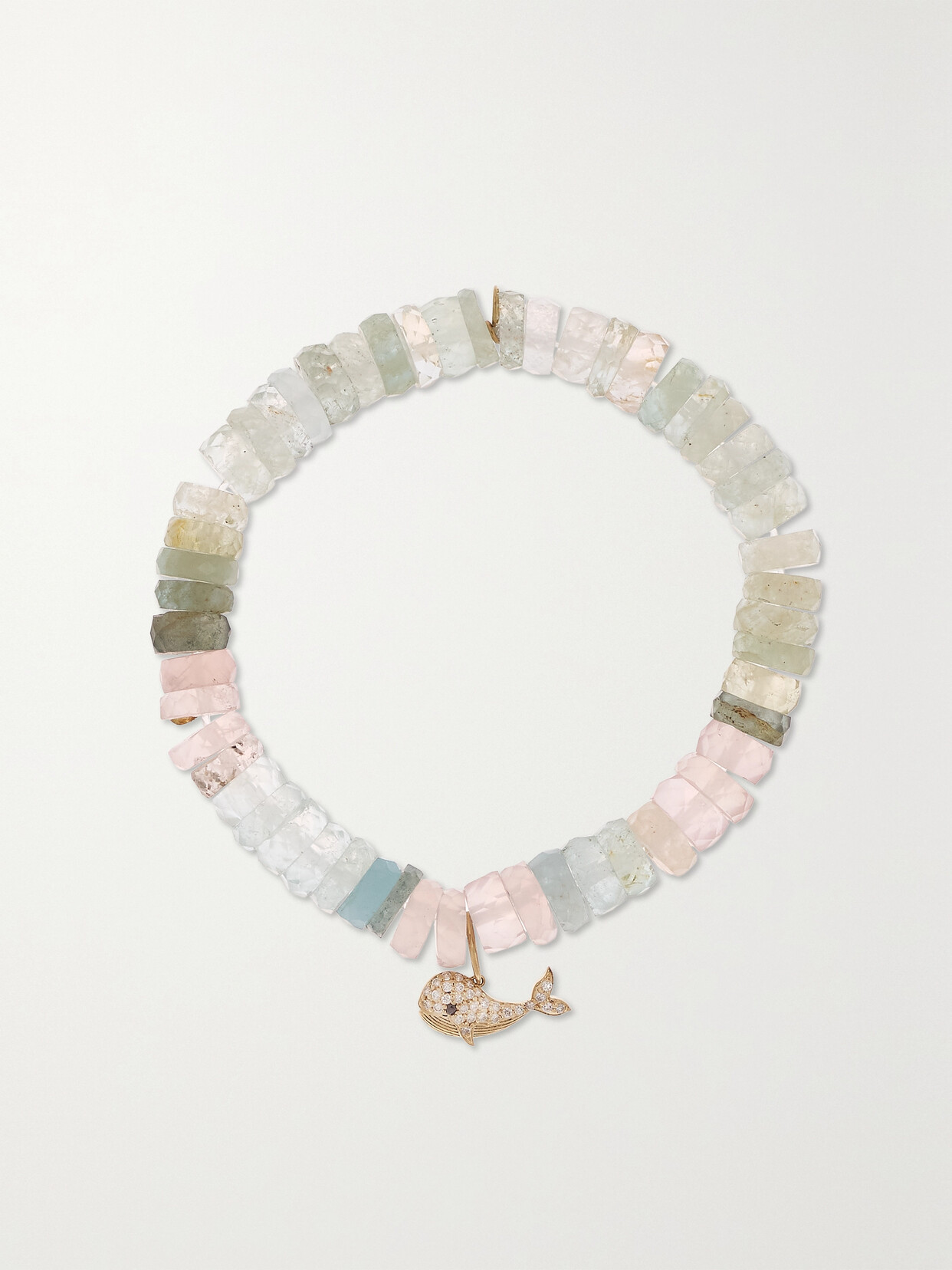 Sydney Evan Whale 14-karat Gold, Aquamarine And Diamond Bracelet In Pink