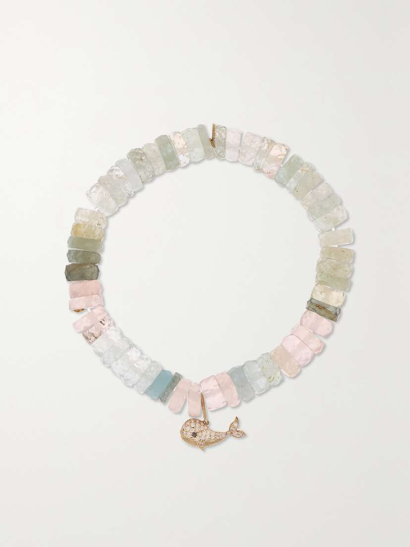 Sydney Evan Whale 14-karat Gold, Aquamarine And Diamond Bracelet