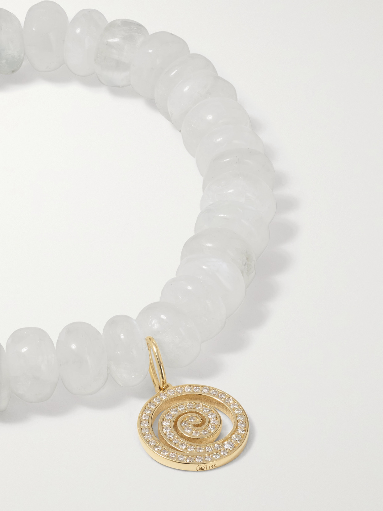 Sydney Evan Small Spiral 14-karat Gold, Moonstone And Diamond Bracelet In White