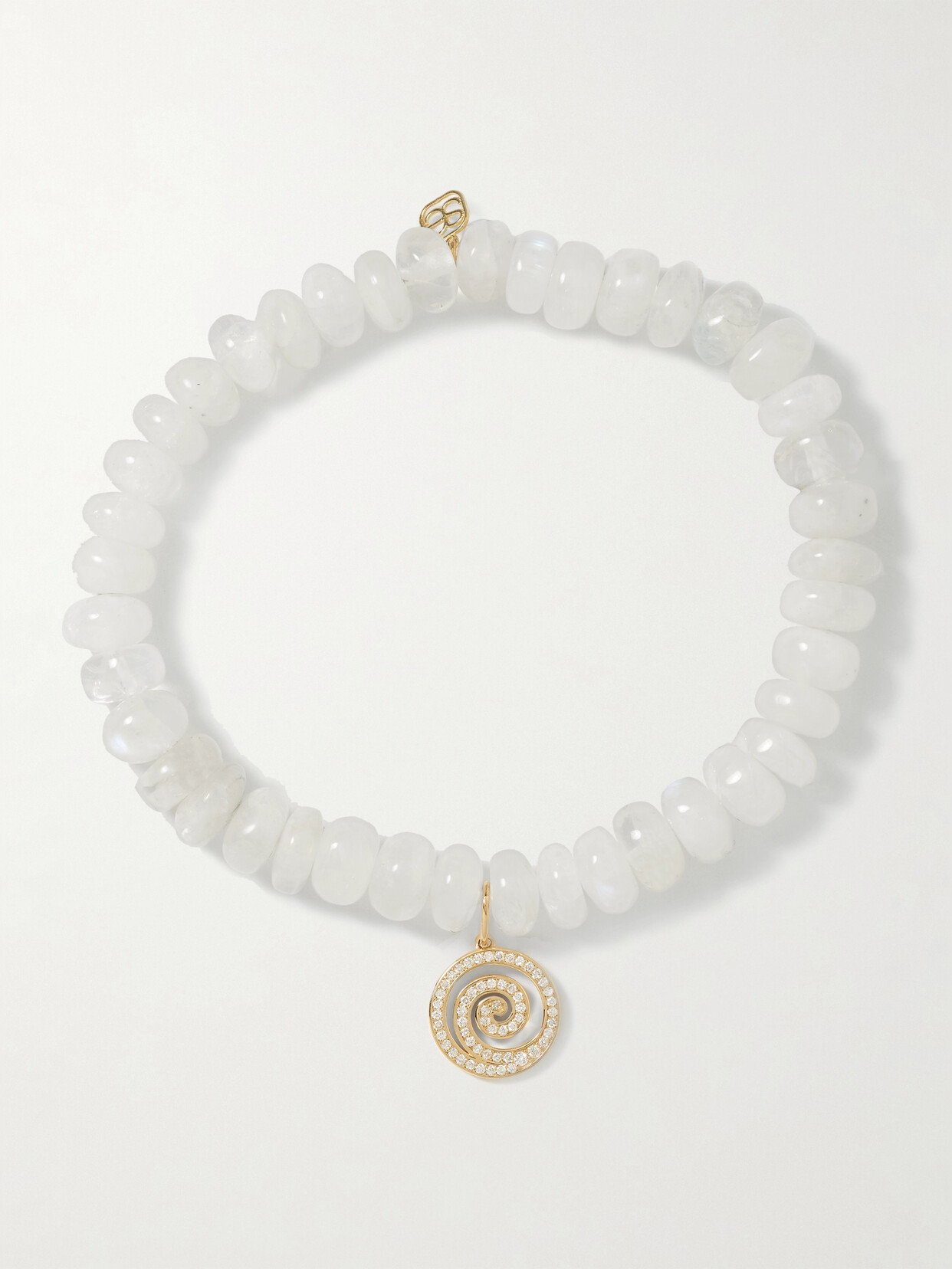 Sydney Evan Small Spiral 14-karat Gold, Moonstone And Diamond Bracelet In White