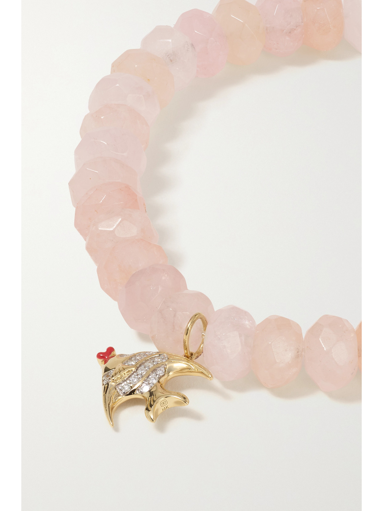 Shop Sydney Evan Clownfish 14-karat Gold, Morganite, Diamond And Enamel Bracelet In Pink