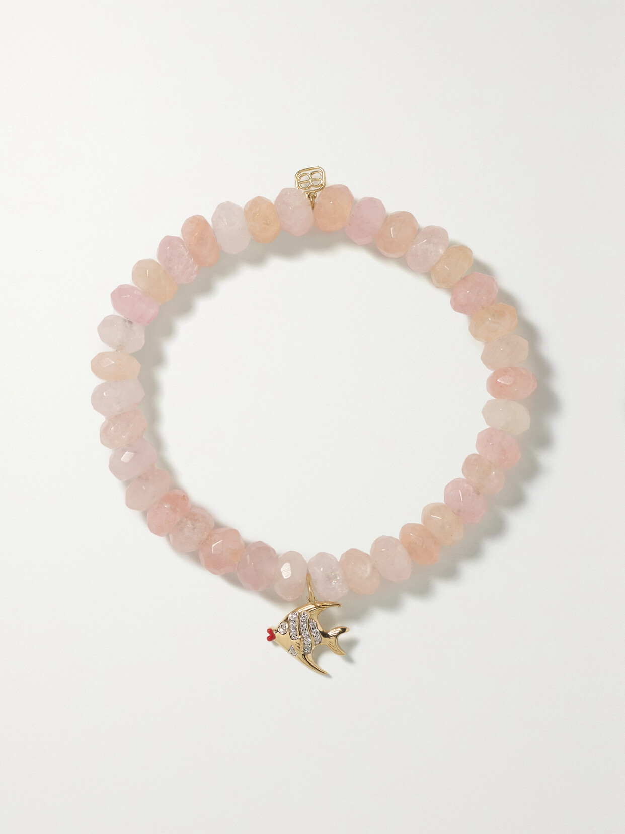 Sydney Evan Clownfish 14-karat Gold, Morganite, Diamond And Enamel Bracelet In Pink