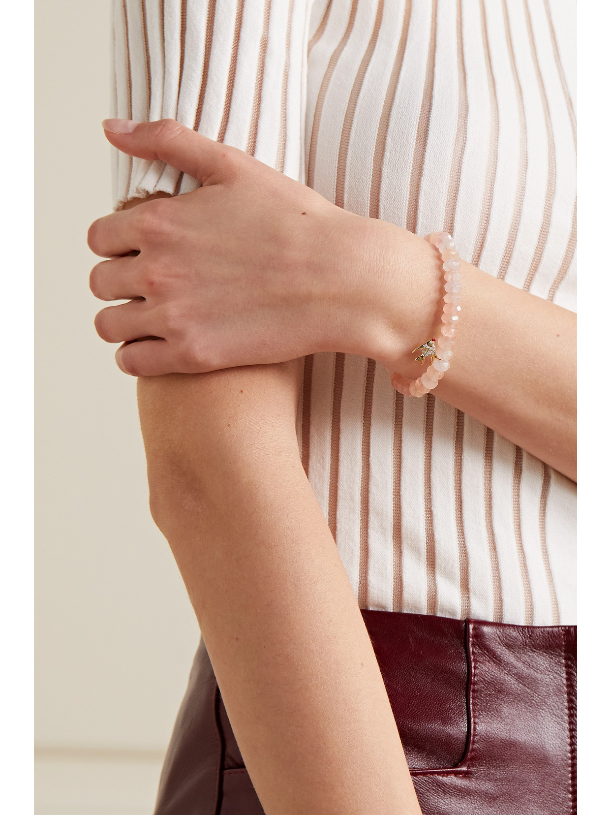 Sydney Evan Clownfish 14-karat Gold, Morganite, Diamond And Enamel Bracelet In Pink