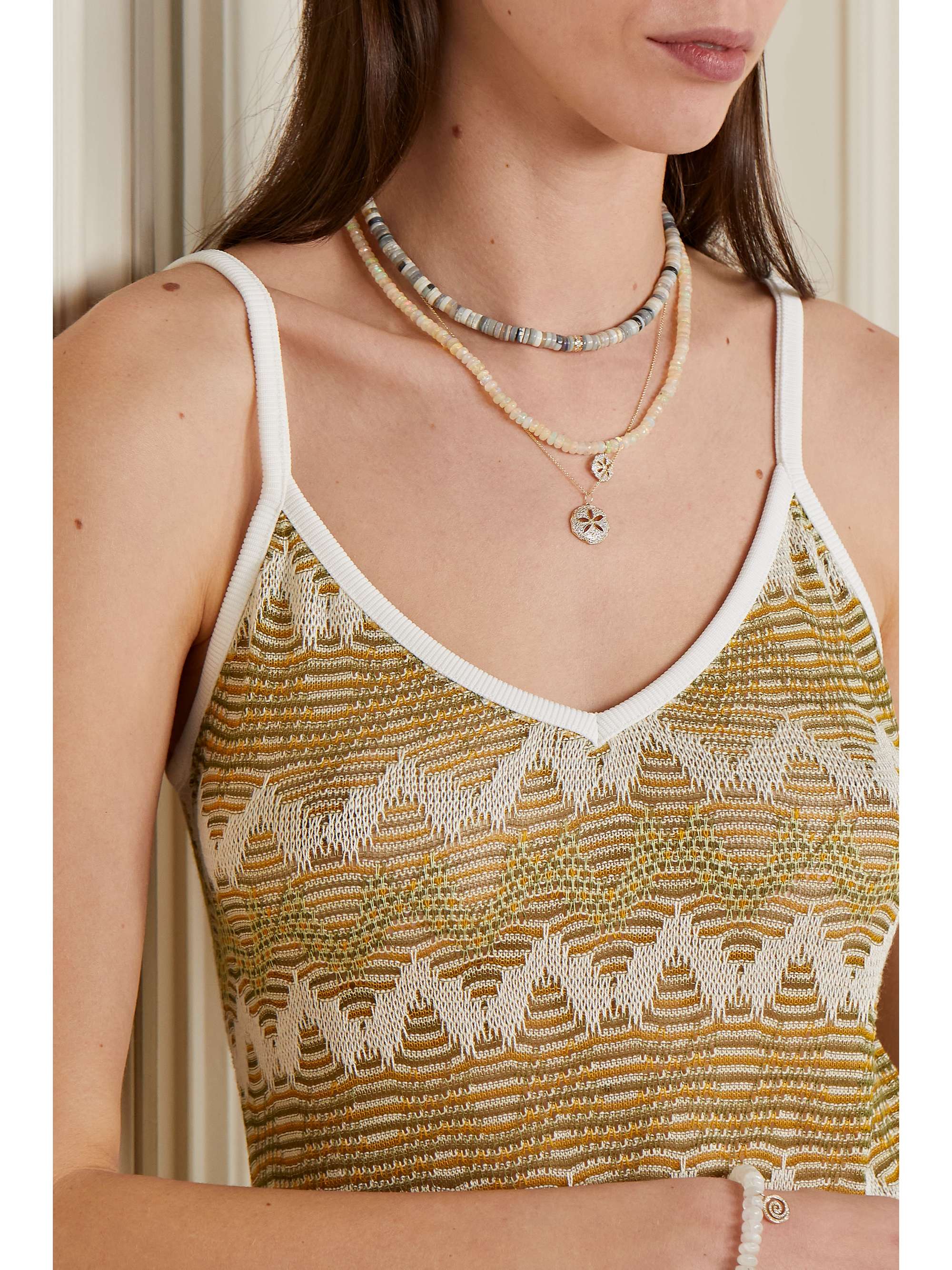 SYDNEY EVAN 14-karat gold, opal and diamond necklace