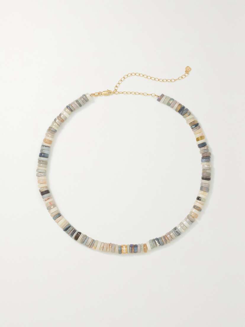 Sydney Evan 14-karat Gold, Opal And Diamond Necklace