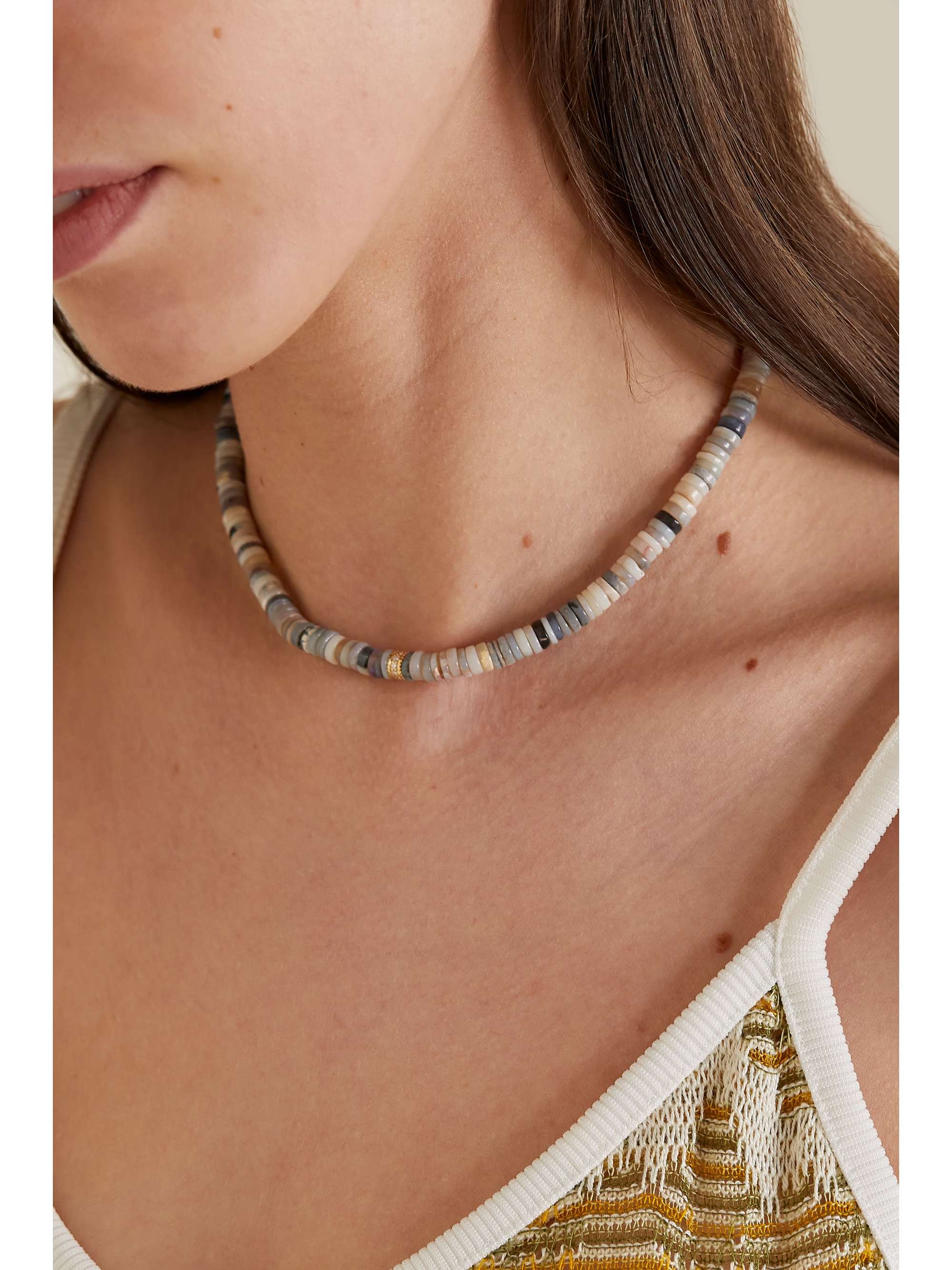 SYDNEY EVAN 14-karat gold, opal and diamond necklace