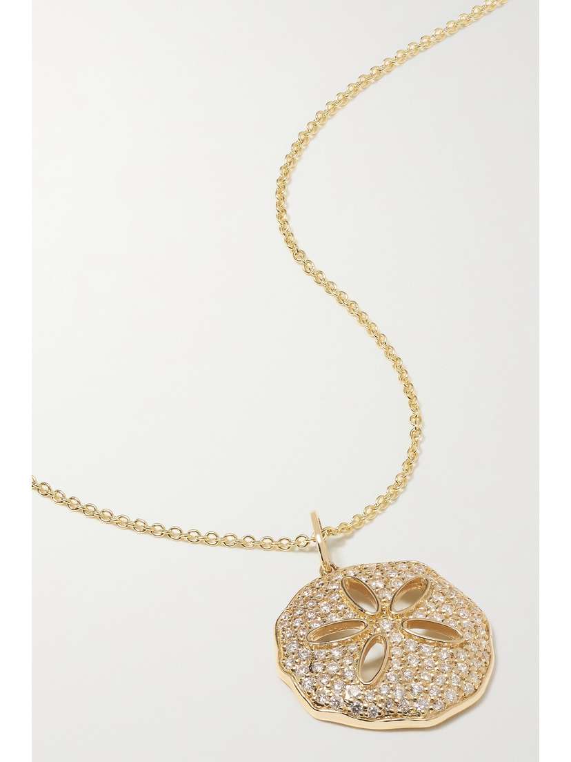 Sydney Evan Large Sand Dollar 14-karat Gold Diamond Necklace