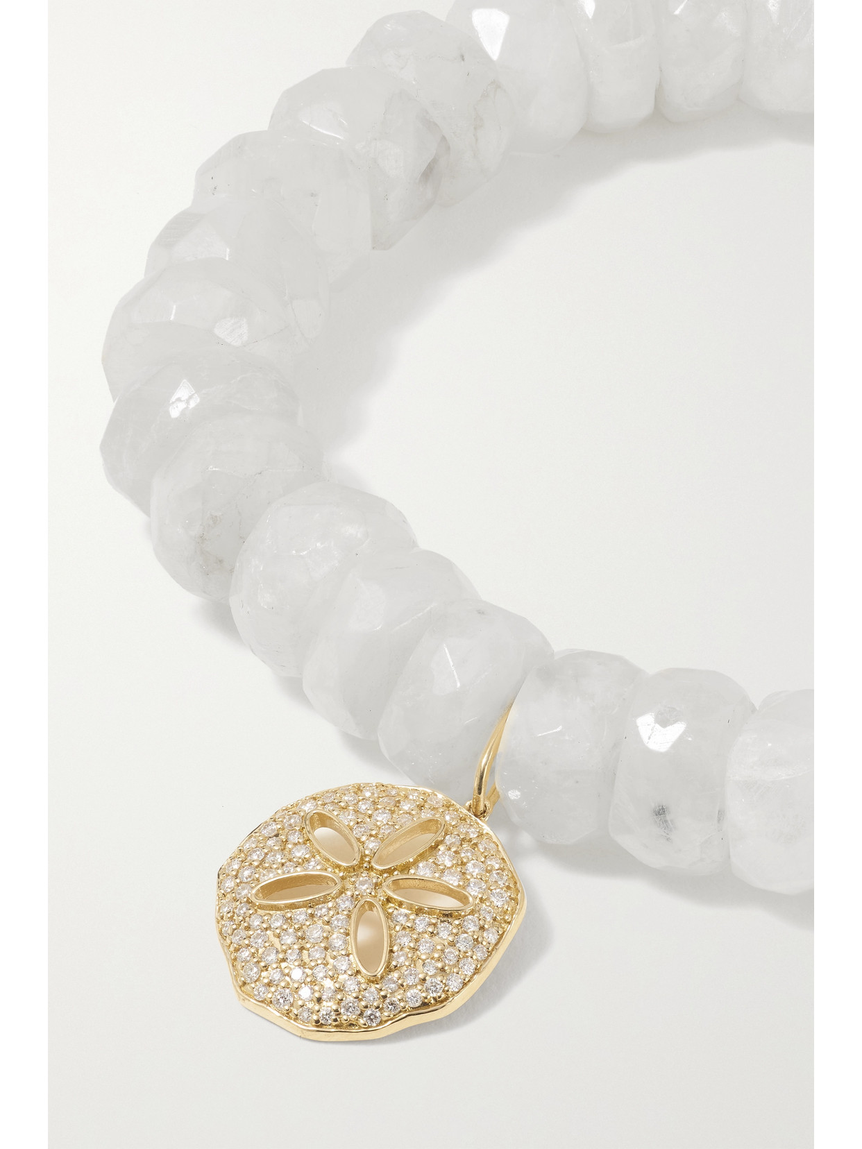 Sydney Evan Large Sand Dollar 14-karat Gold, Moonstone And Diamond Bracelet In Gold