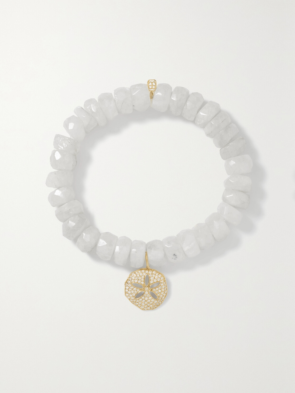 Sydney Evan Large Sand Dollar 14-karat Gold, Moonstone And Diamond Bracelet