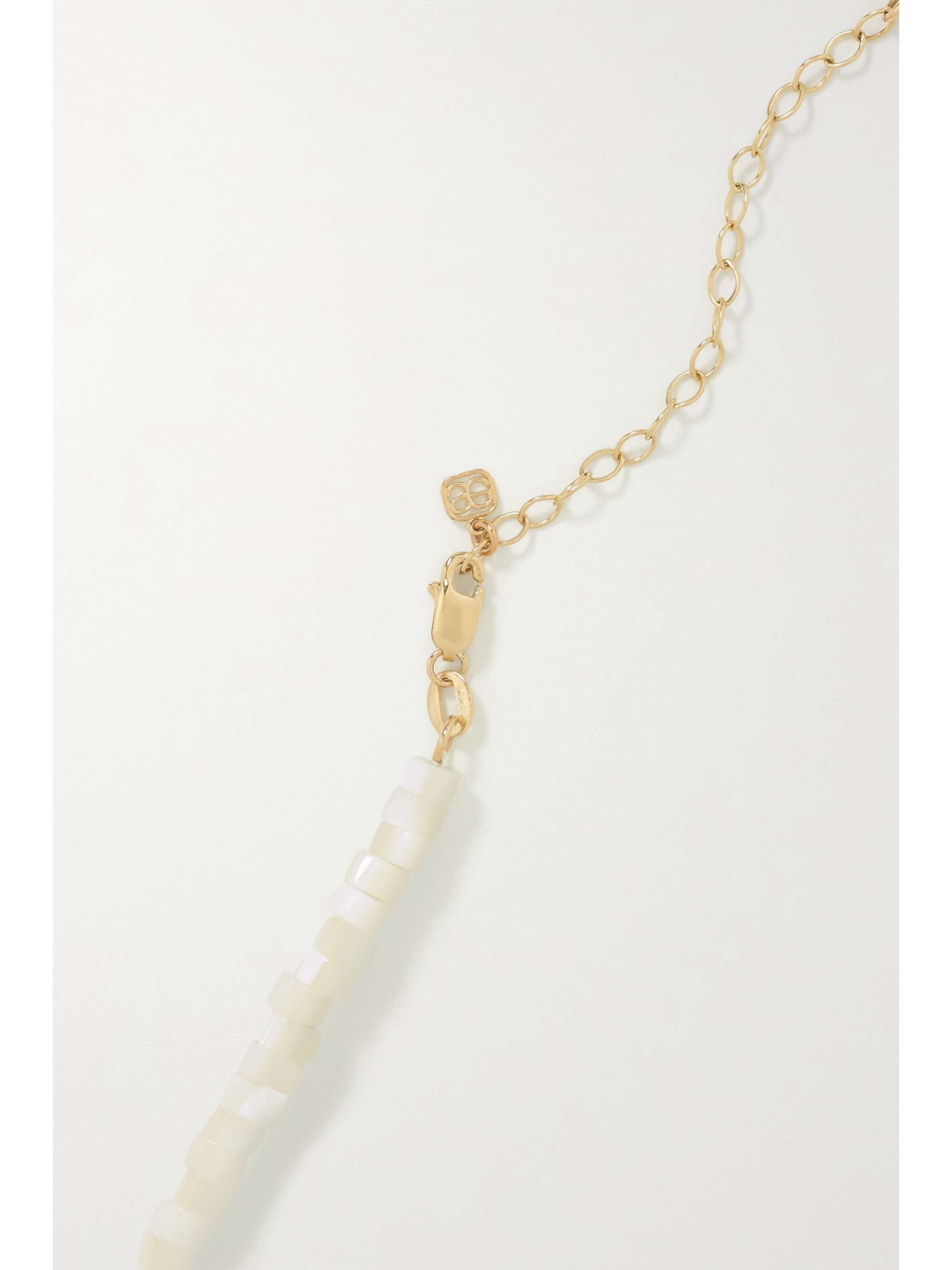 SYDNEY EVAN Collier en or 14 carats (585/1000), nacre et diamants Tiny Evil Eye