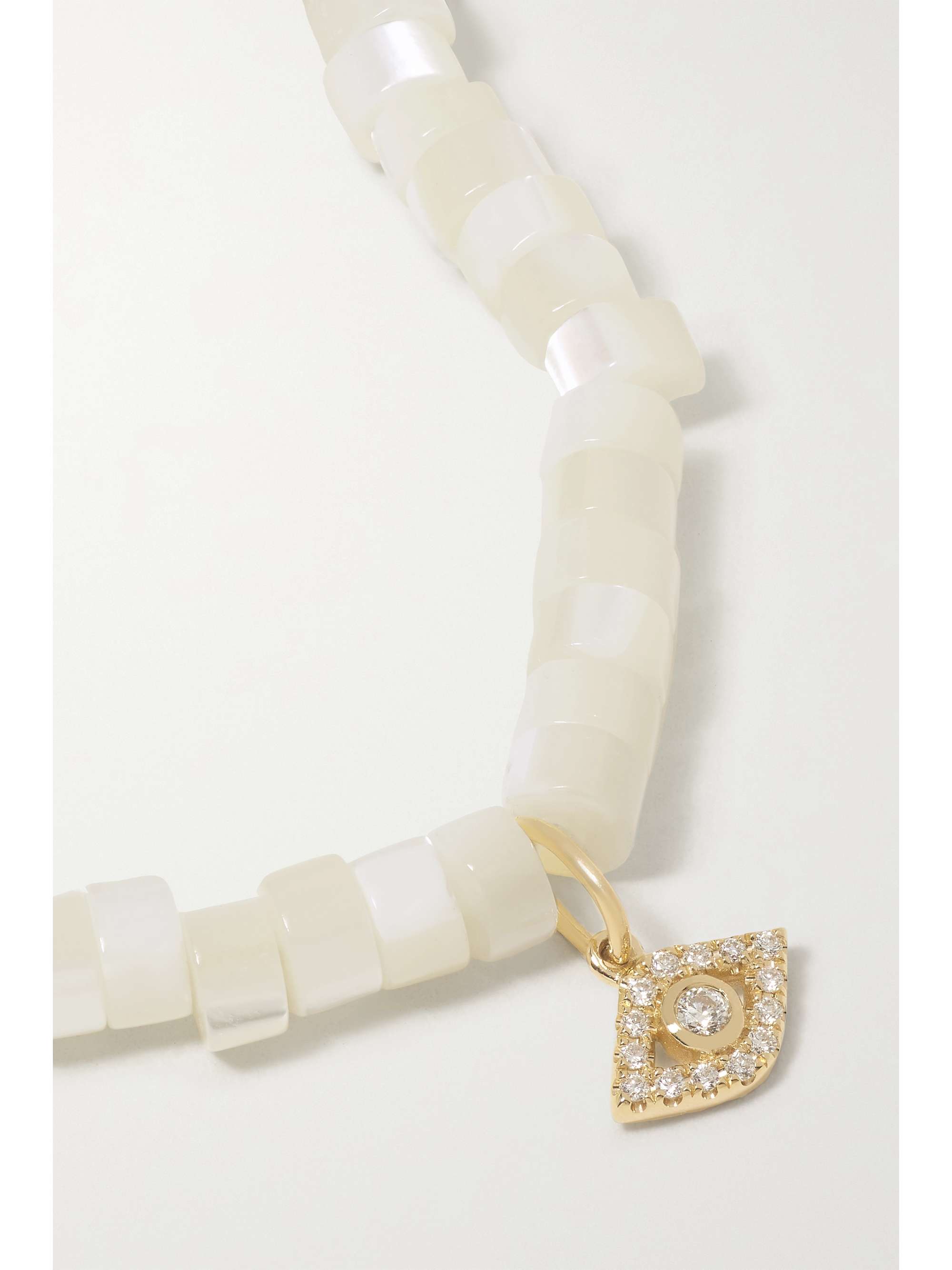 SYDNEY EVAN Collier en or 14 carats (585/1000), nacre et diamants Tiny Evil Eye