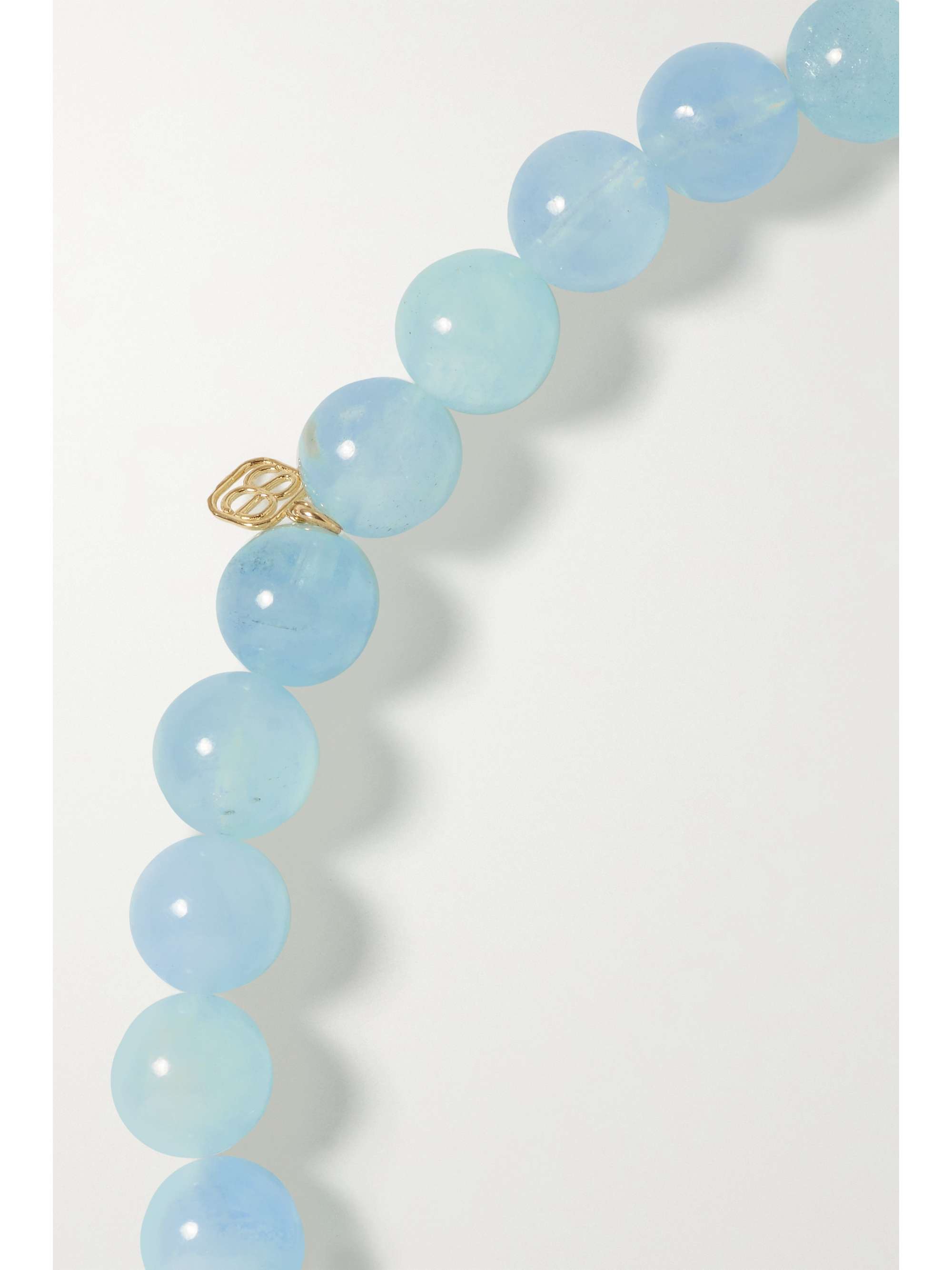 SYDNEY EVAN Dolphin 14-karat gold, aquamarine and diamond bracelet