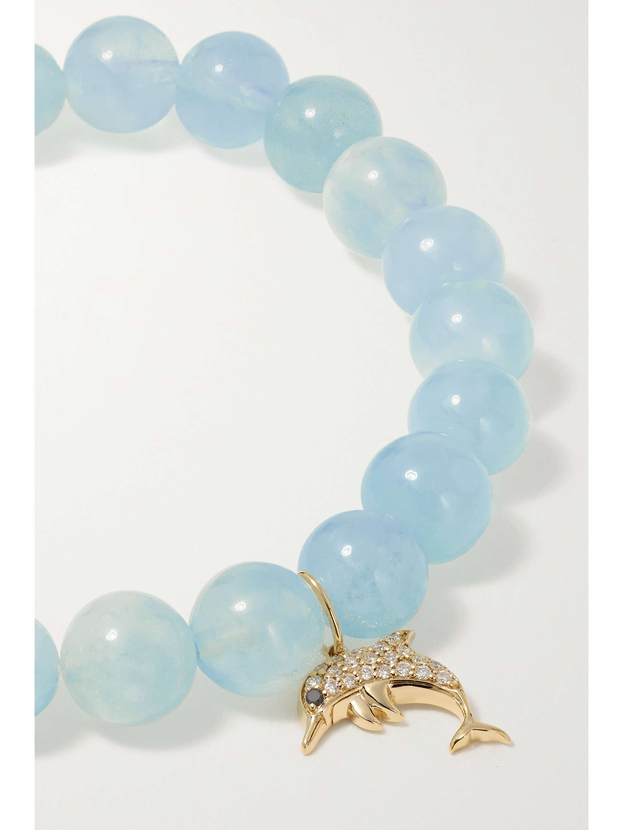 SYDNEY EVAN Dolphin 14-karat gold, aquamarine and diamond bracelet