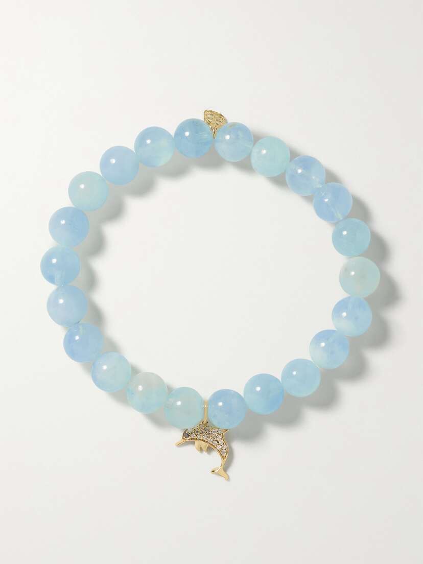 Sydney Evan Dolphin 14-karat Gold, Aquamarine And Diamond Bracelet