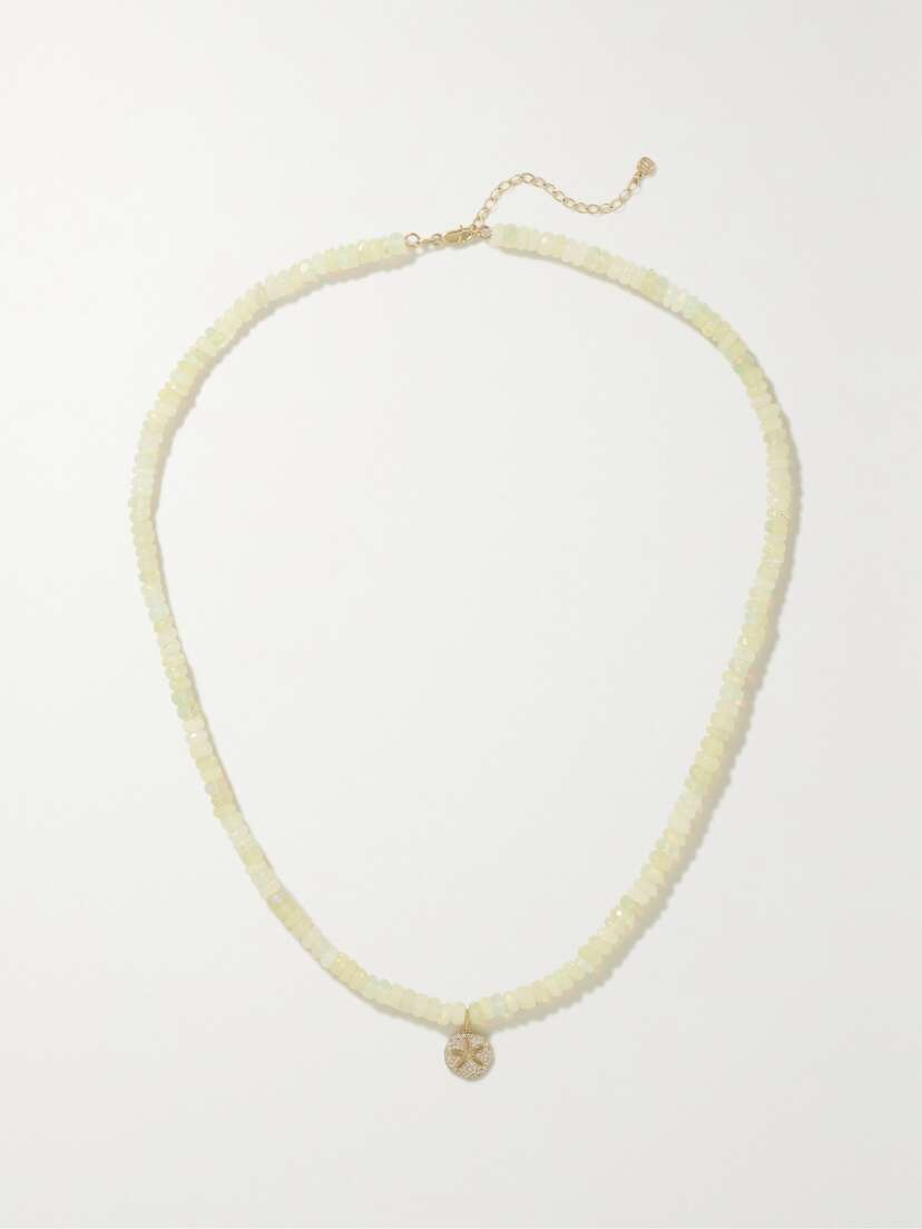 Sydney Evan Sand Dollar 14-karat Gold, Opal And Diamond Necklace