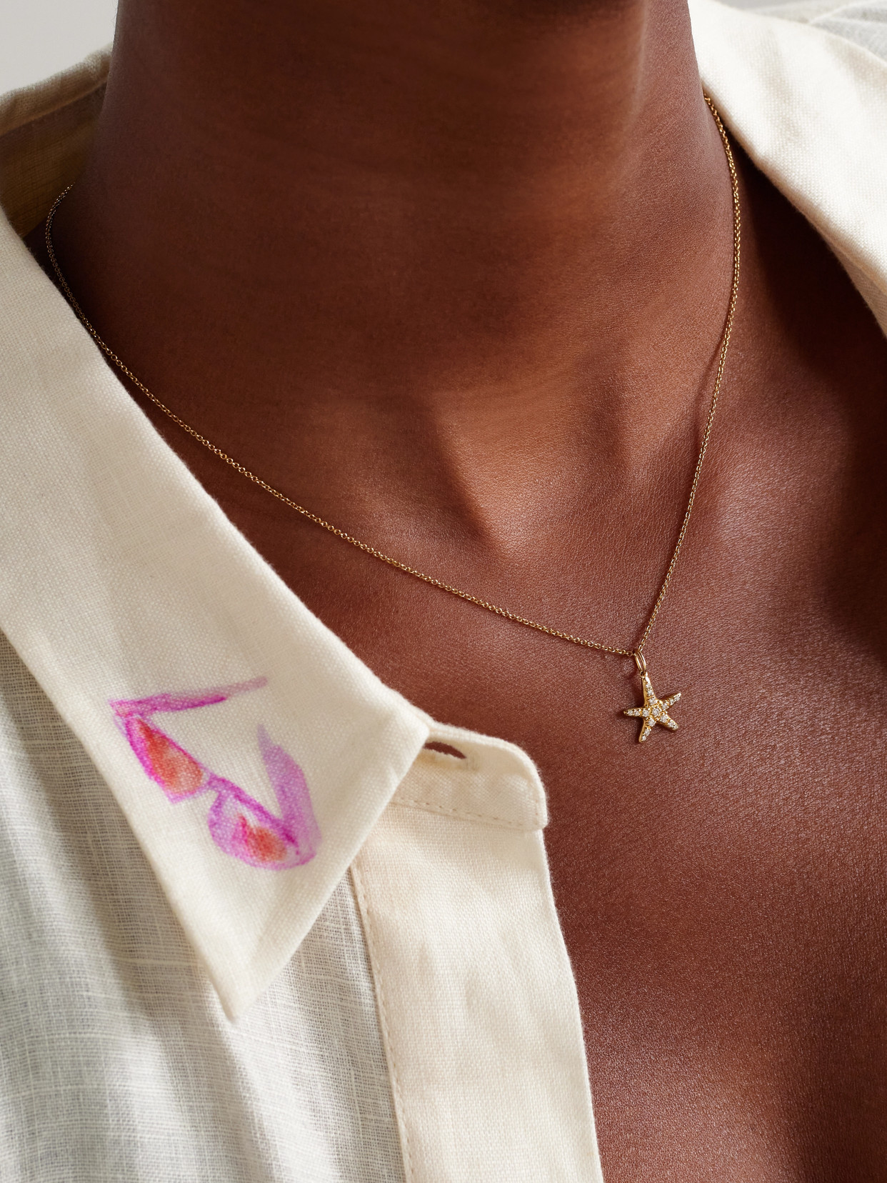 Sydney Evan Starfish 14-karat Gold Diamond Necklace In Gold