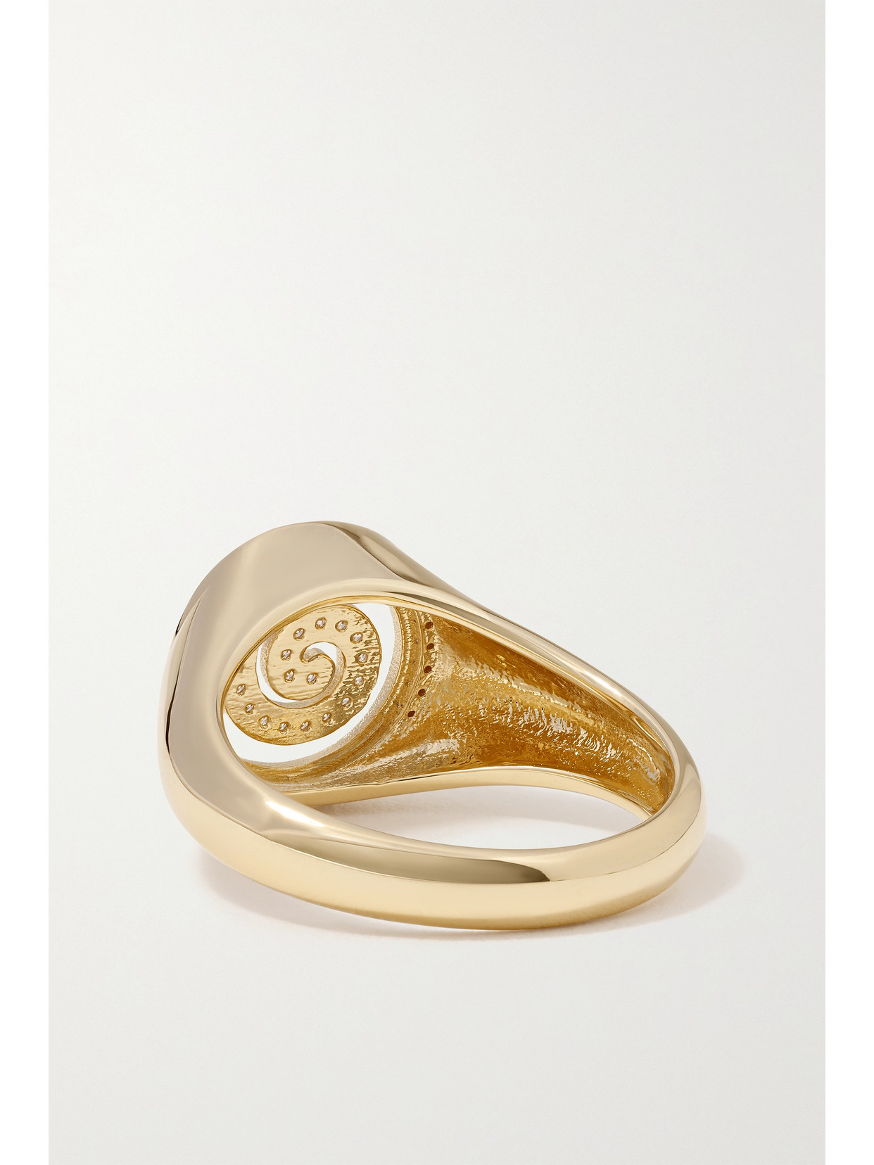 Sydney Evan Nautilus Spiral 14kt Gold Signet Ring With White Diamonds In Gold