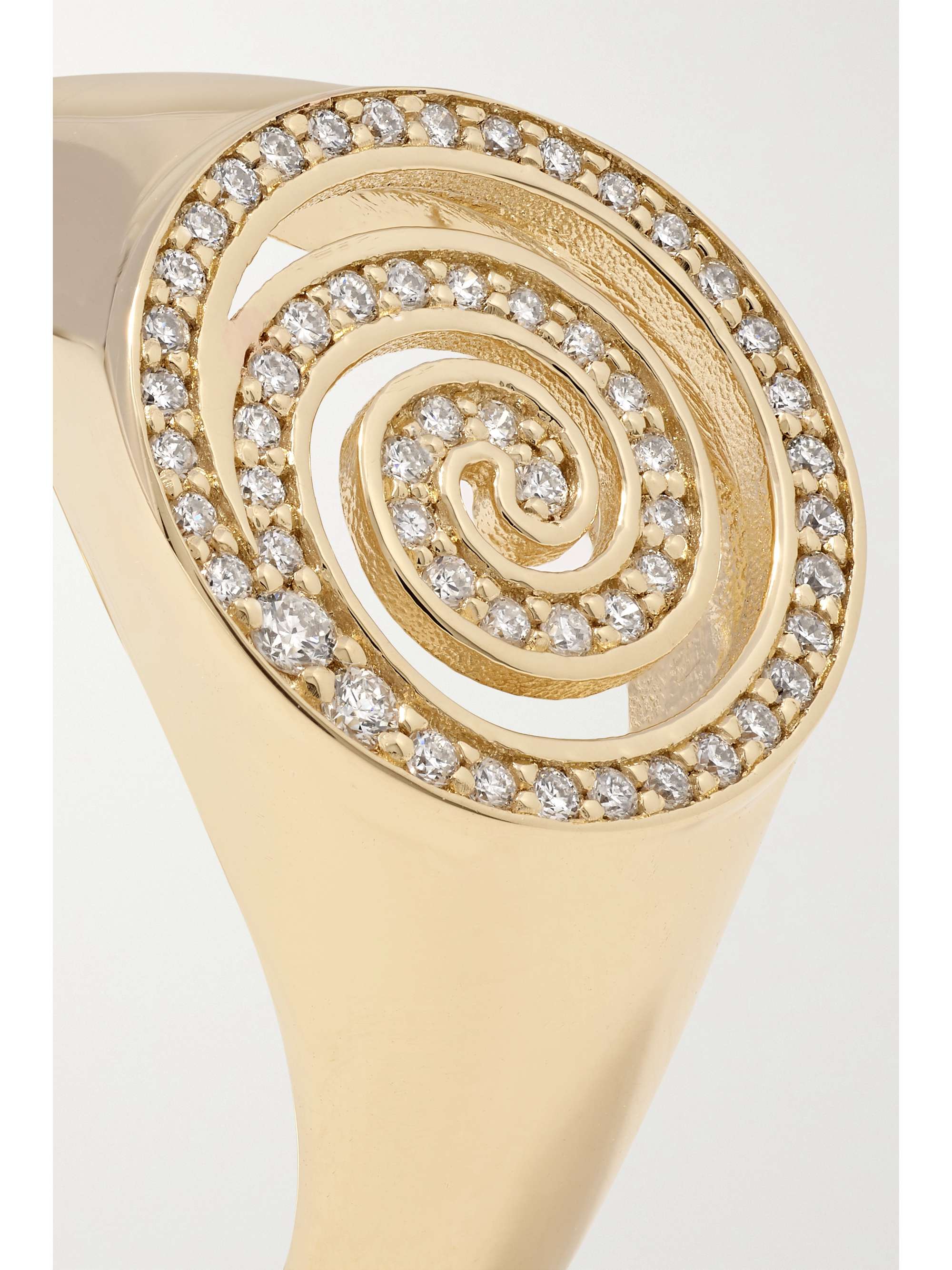 SYDNEY EVAN Spiral 14-karat gold diamond signet ring
